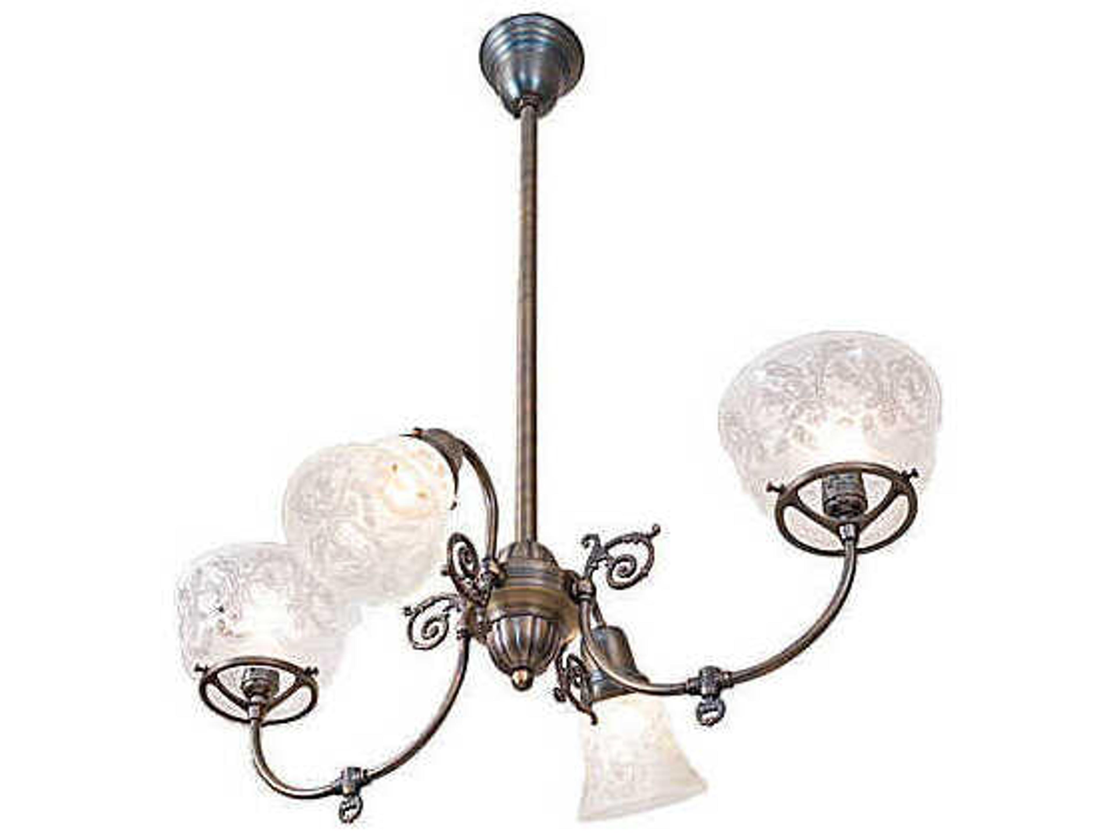 Meyda Revival Gas & Electric 4-Light Antique Brass Chandelier