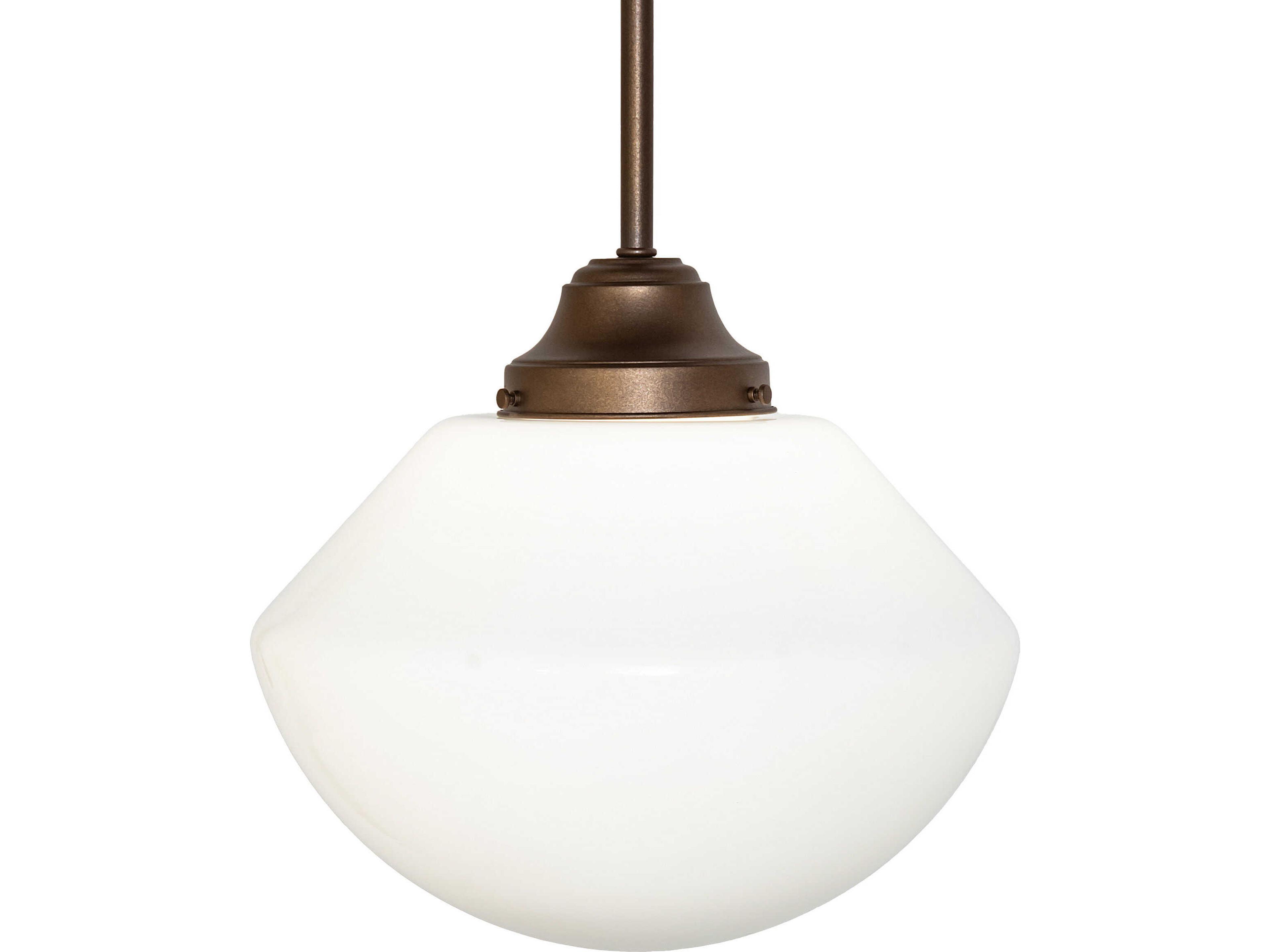 Meyda Revival 1-Light White Opal Glass Bronze Mini Pendant