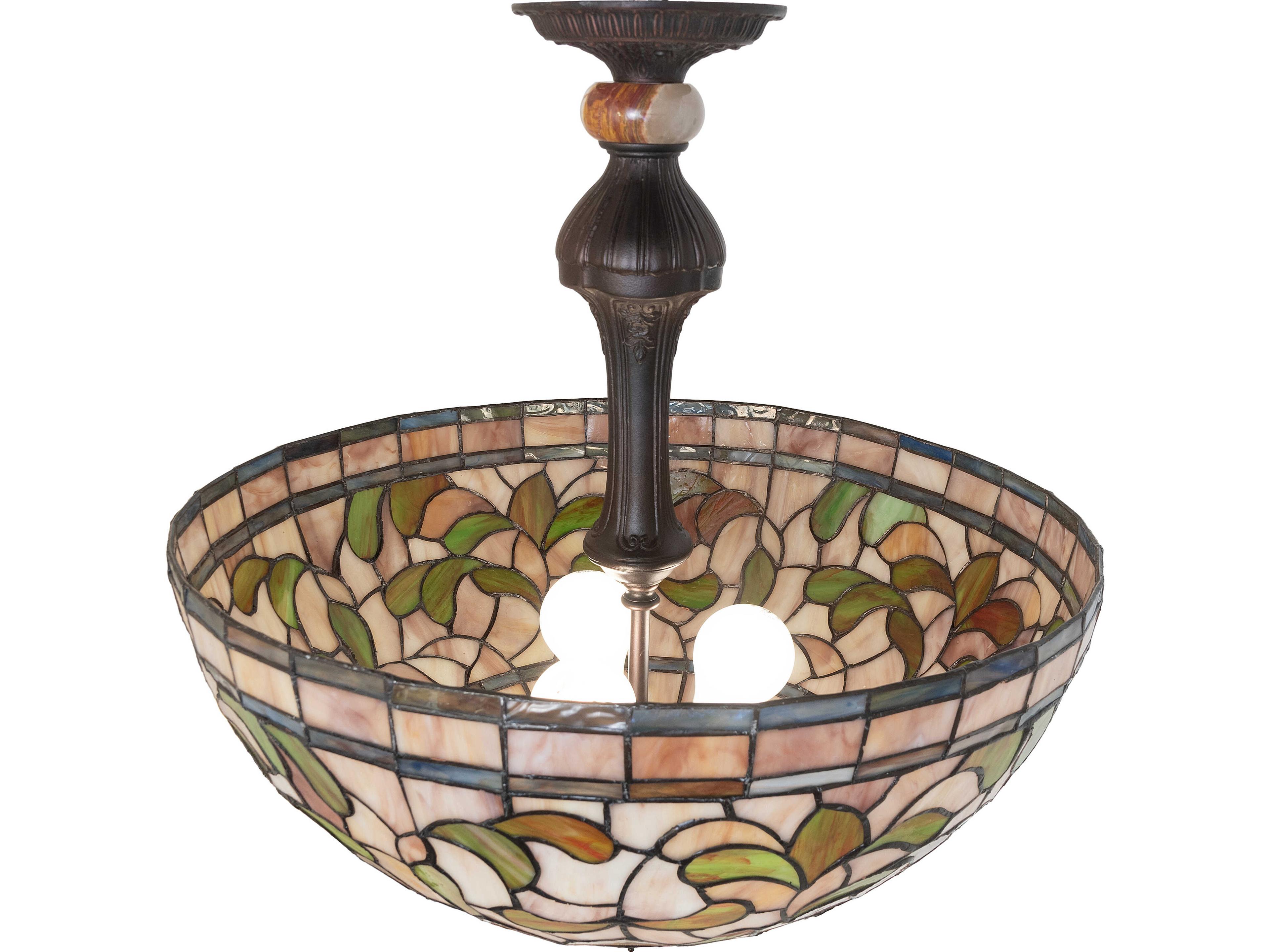Meyda Tiffany Turning Leaf 3-Light Bronze Traditional Semi Flush Mount