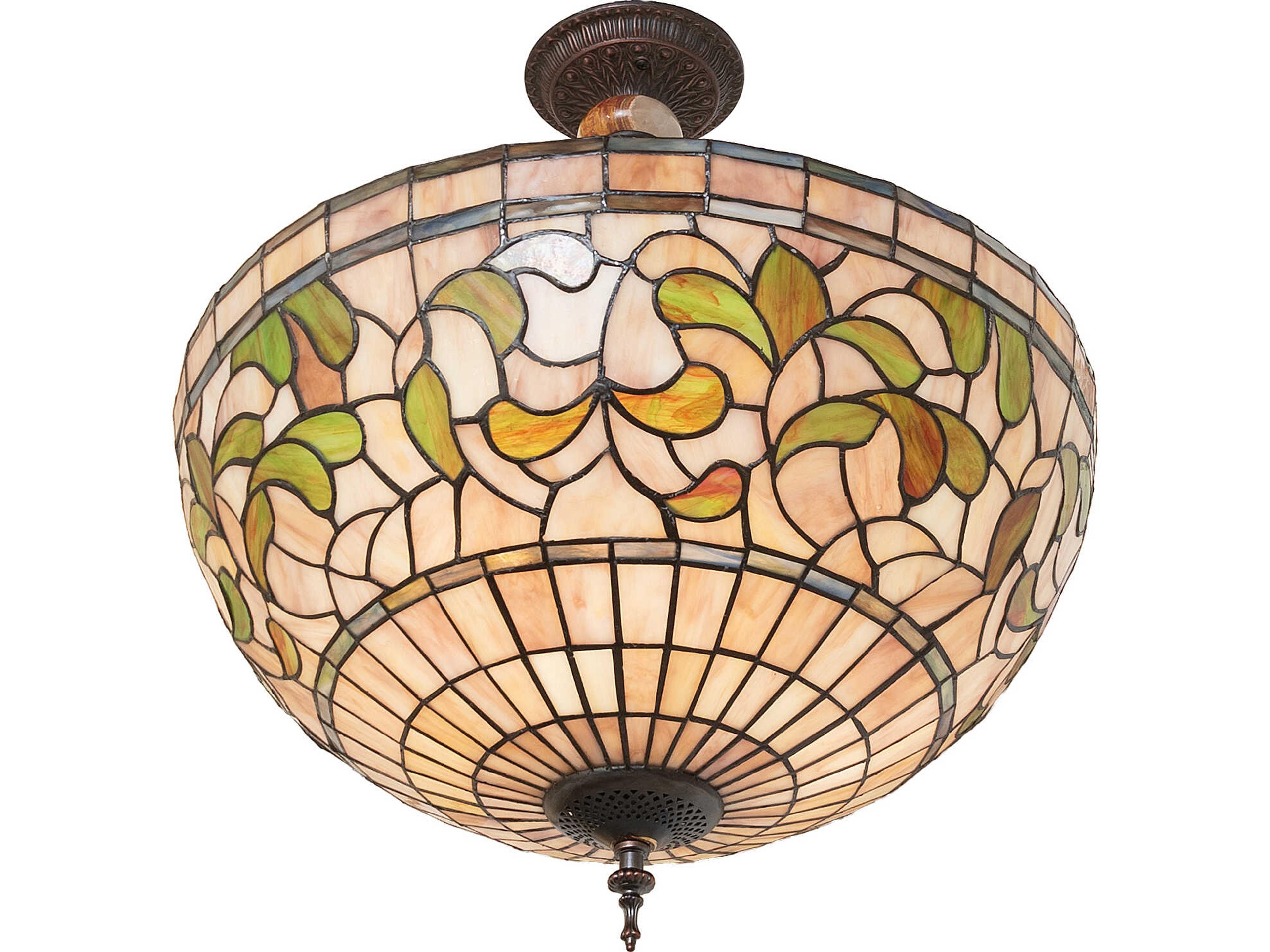 Meyda Tiffany Turning Leaf 3-Light Bronze Traditional Semi Flush Mount