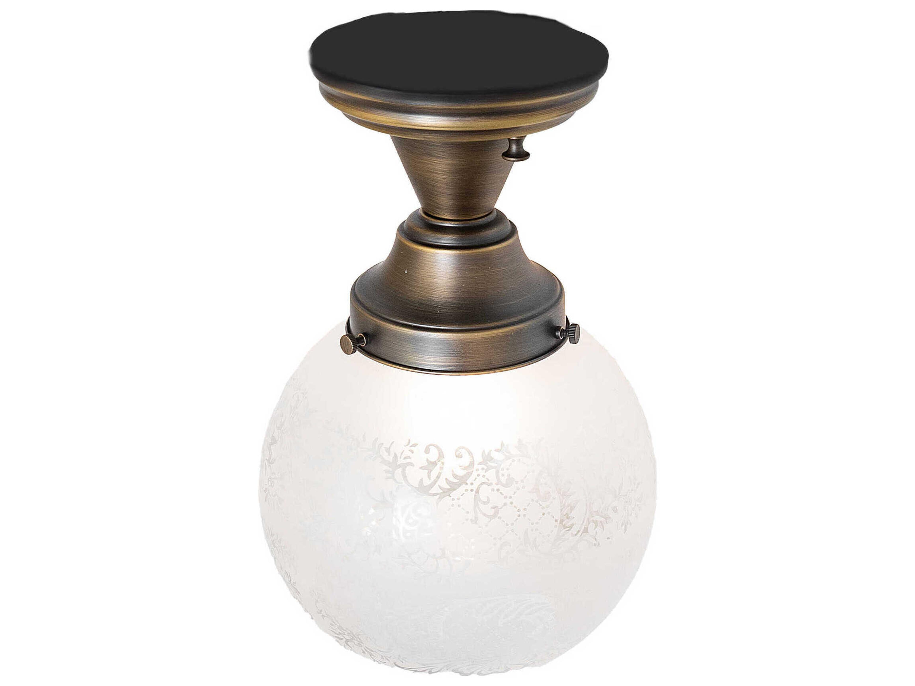 Meyda Revival Schoolhouse 1-Light Antique Brass Flush Mount