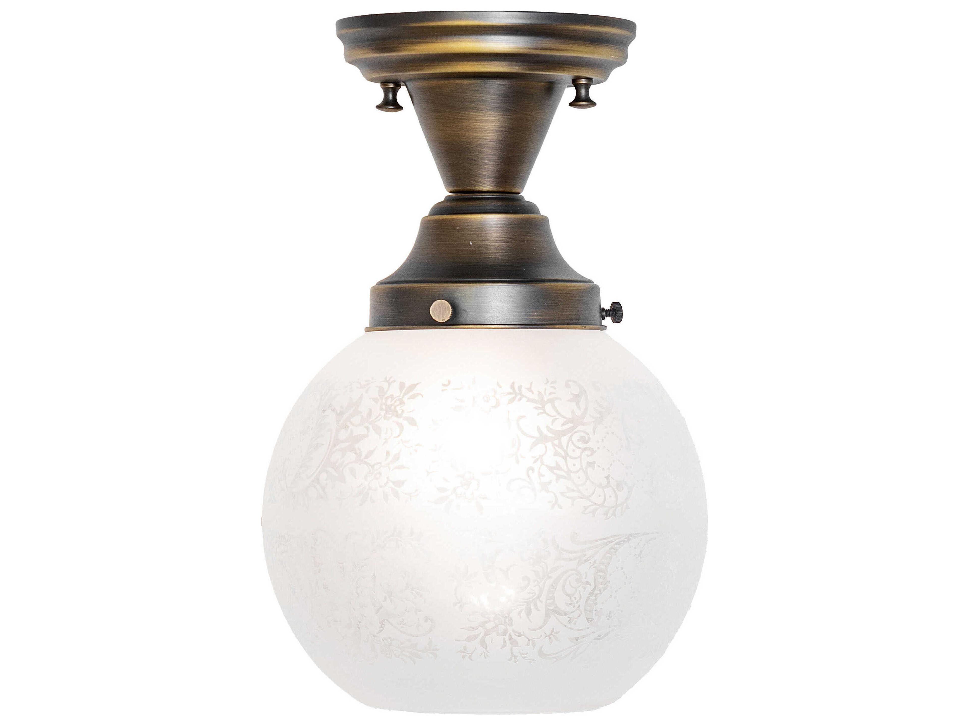 Meyda Revival Schoolhouse 1-Light Antique Brass Flush Mount
