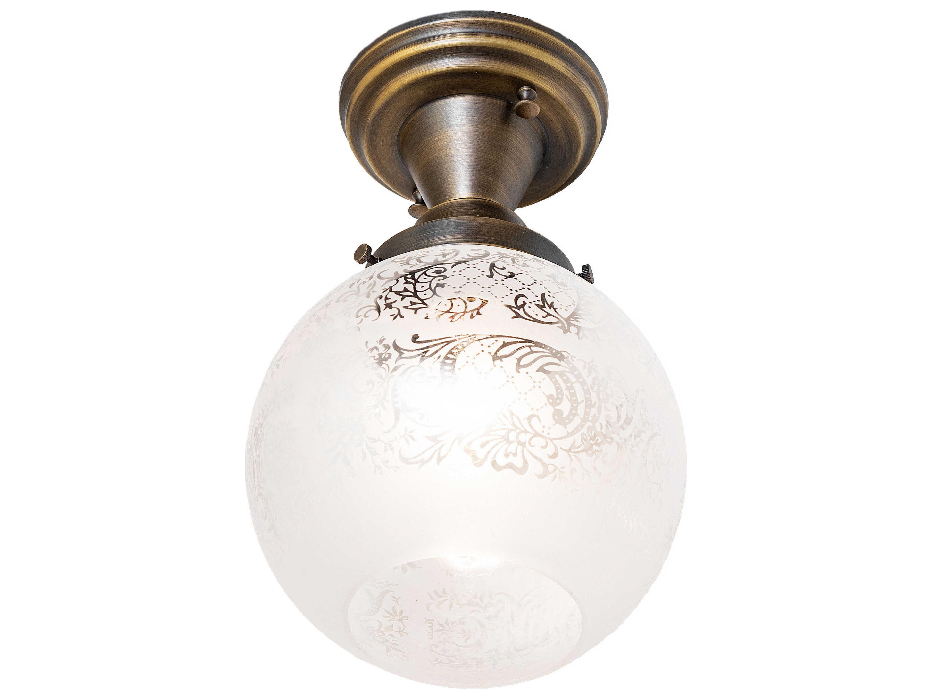 Meyda Revival Schoolhouse 1-Light Antique Brass Flush Mount