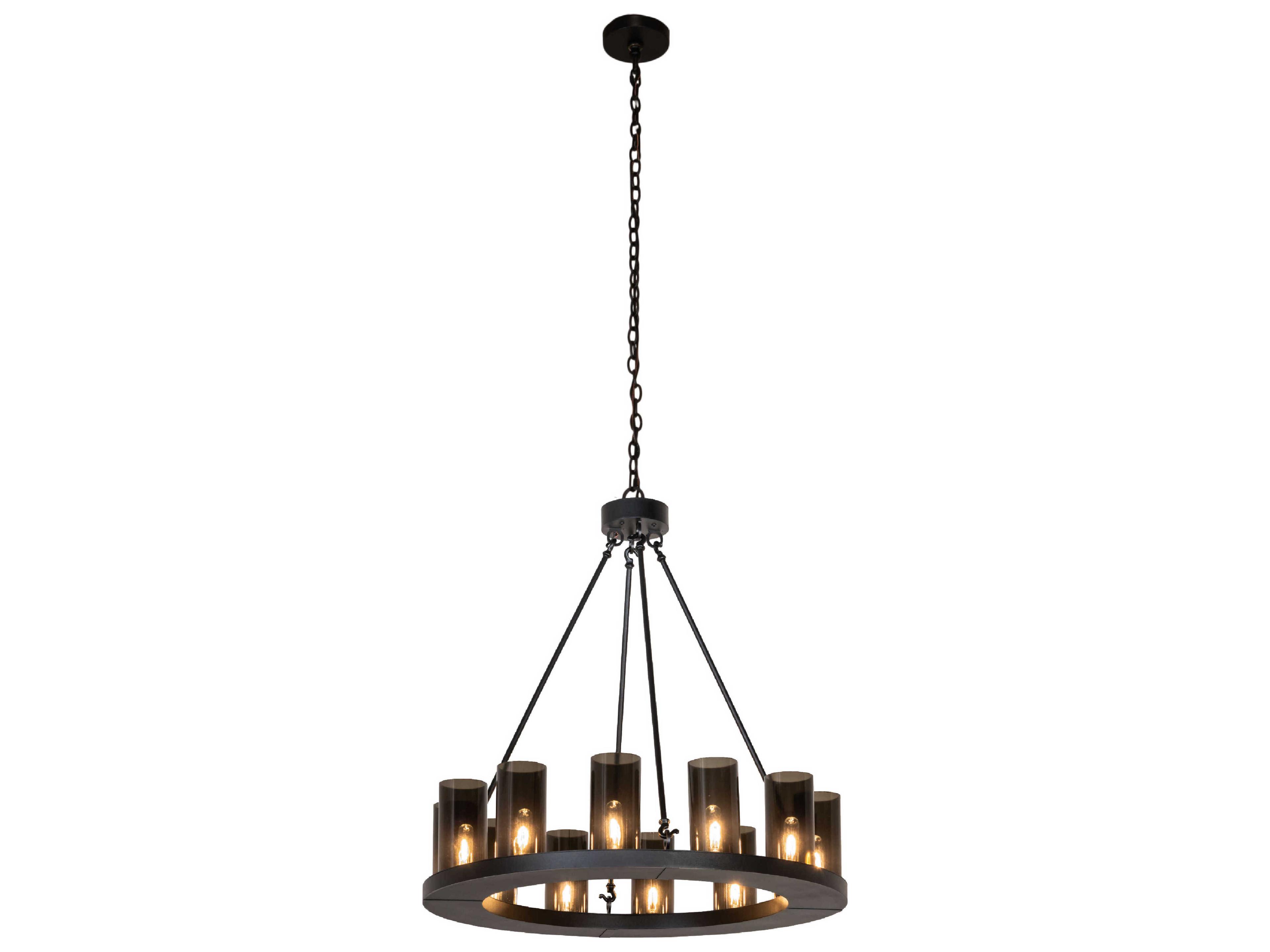 Meyda Loxley 12-Light Textured Black Cylinder Round Chandelier