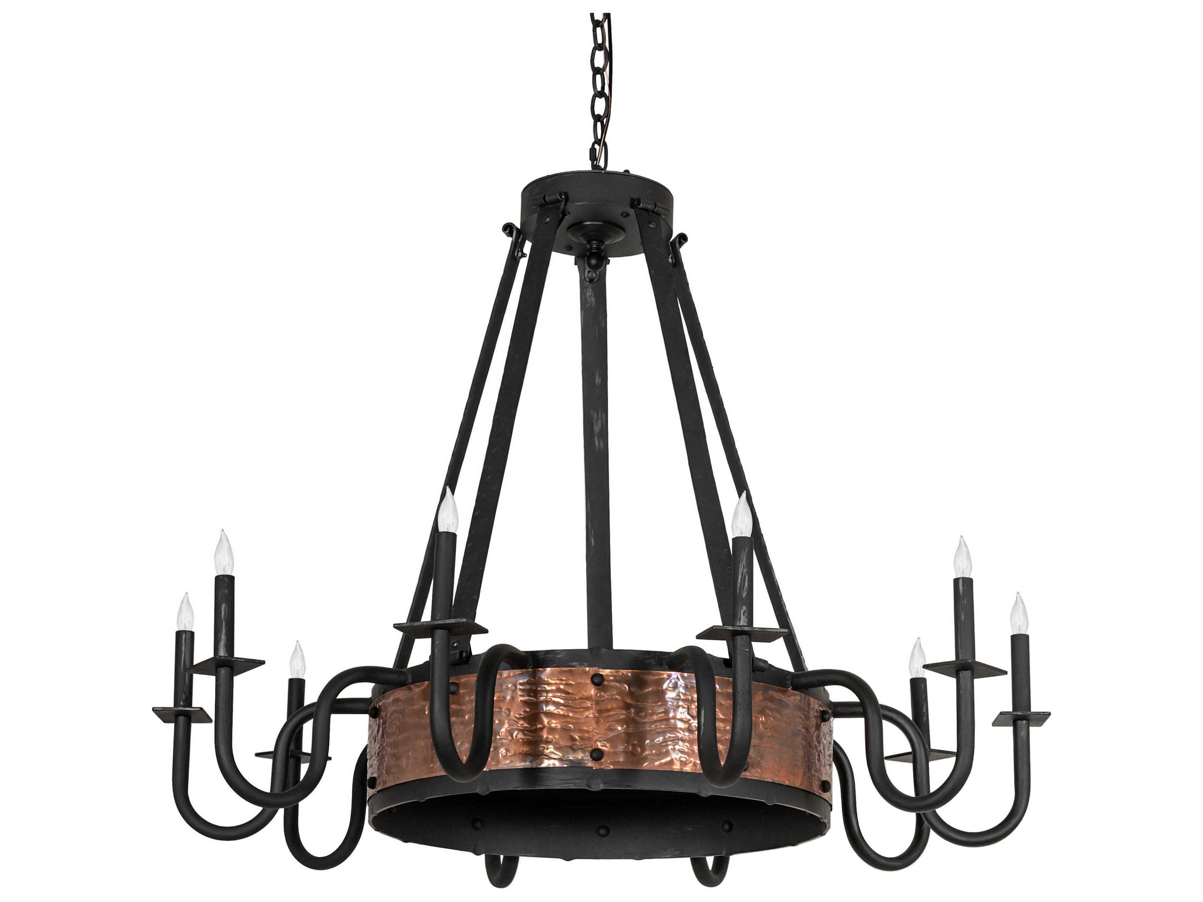 Meyda Costello 10-Light Costello Black Vintage Hammered Copper Chandelier