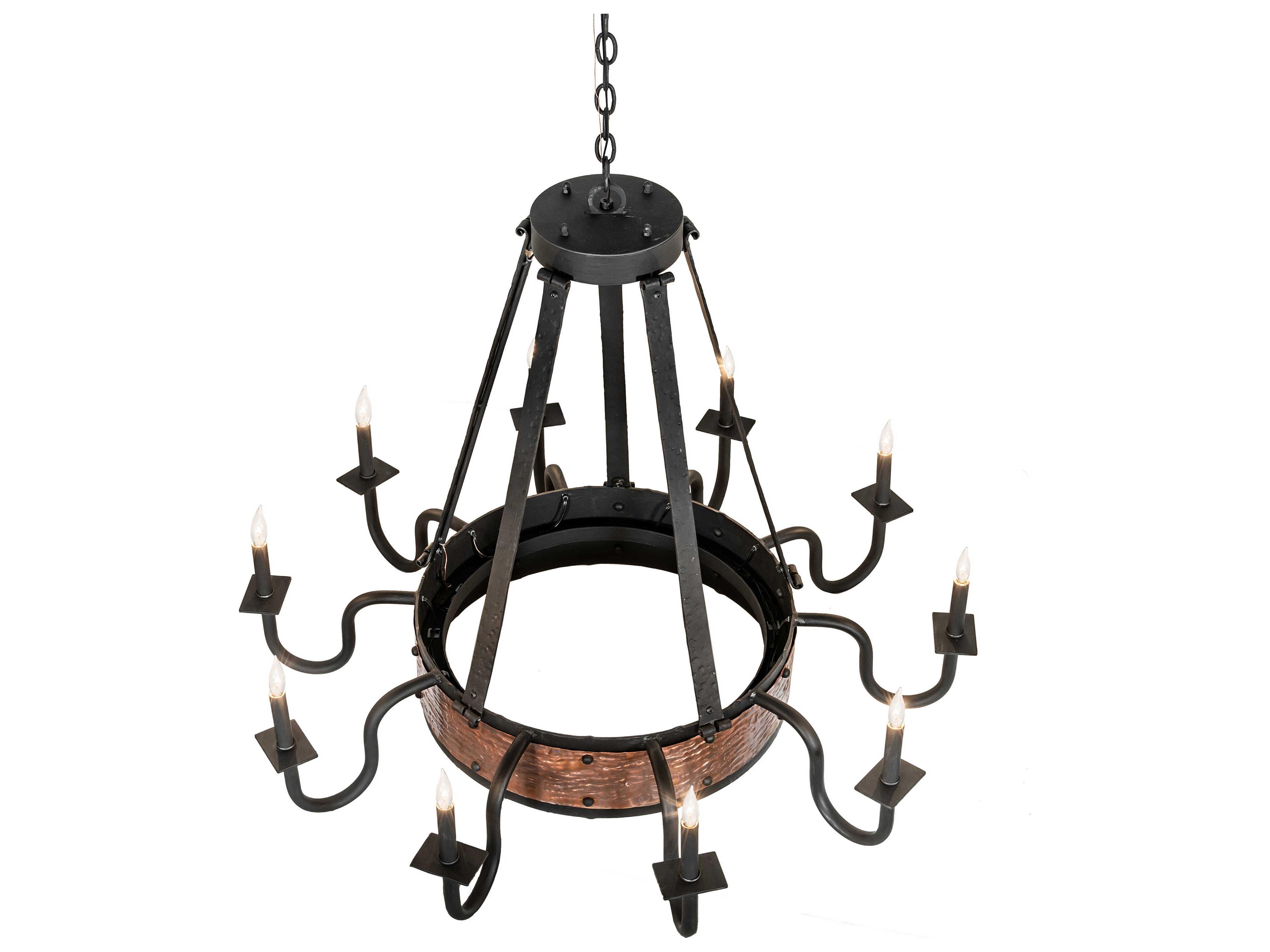 Meyda Costello 10-Light Costello Black Vintage Hammered Copper Chandelier