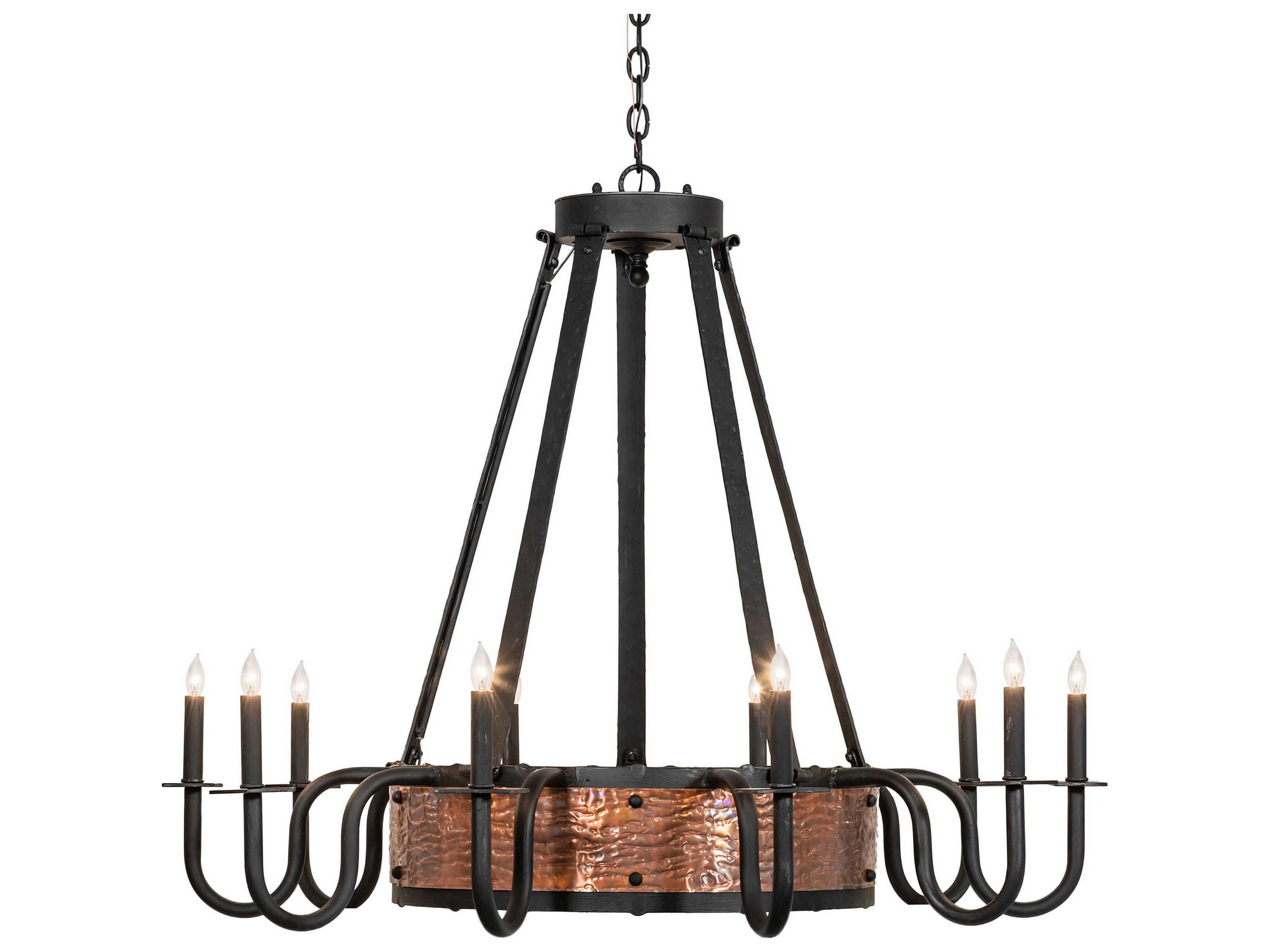 Meyda Costello 10-Light Costello Black Vintage Hammered Copper Chandelier
