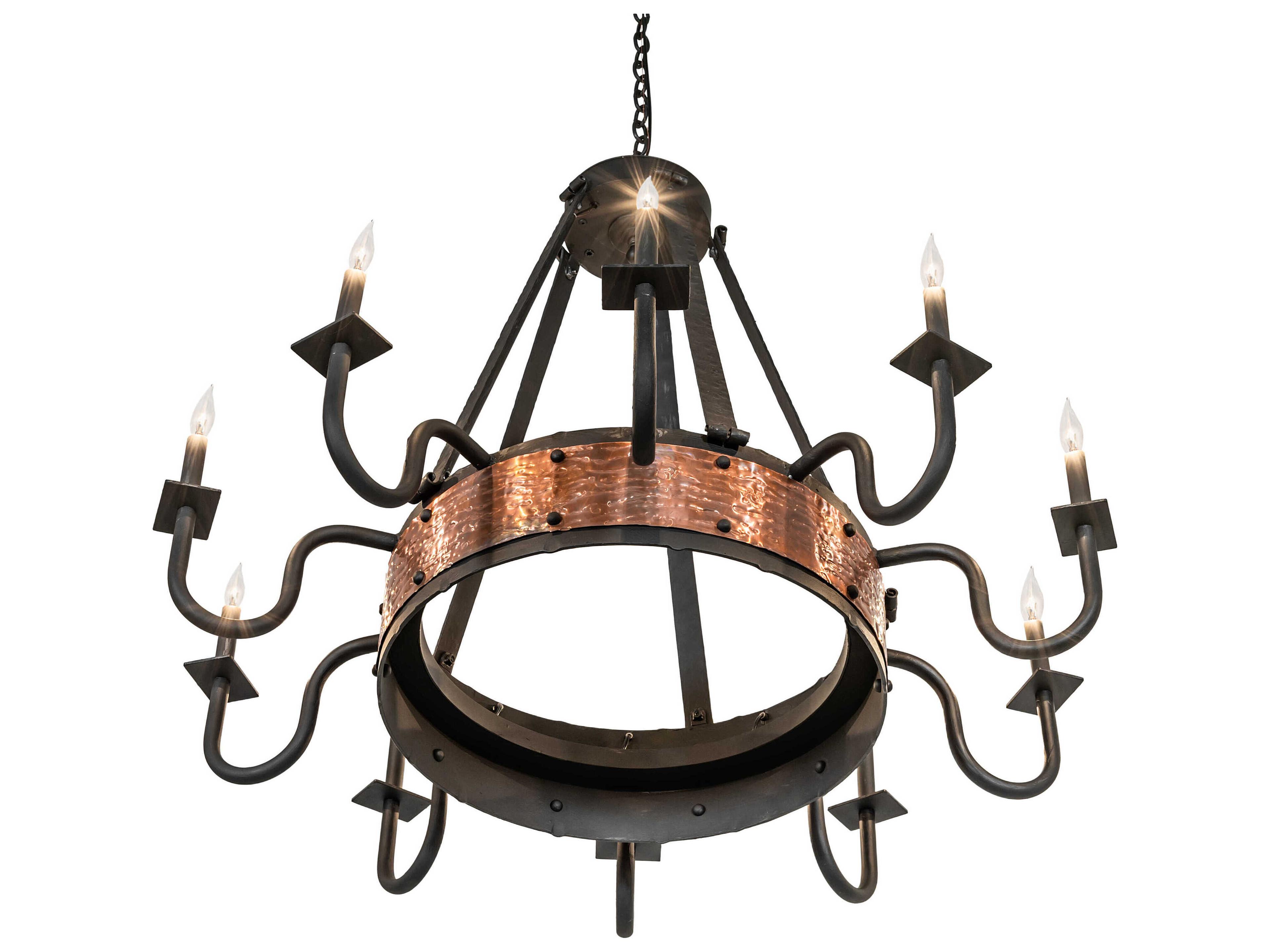 Meyda Costello 10-Light Costello Black Vintage Hammered Copper Chandelier