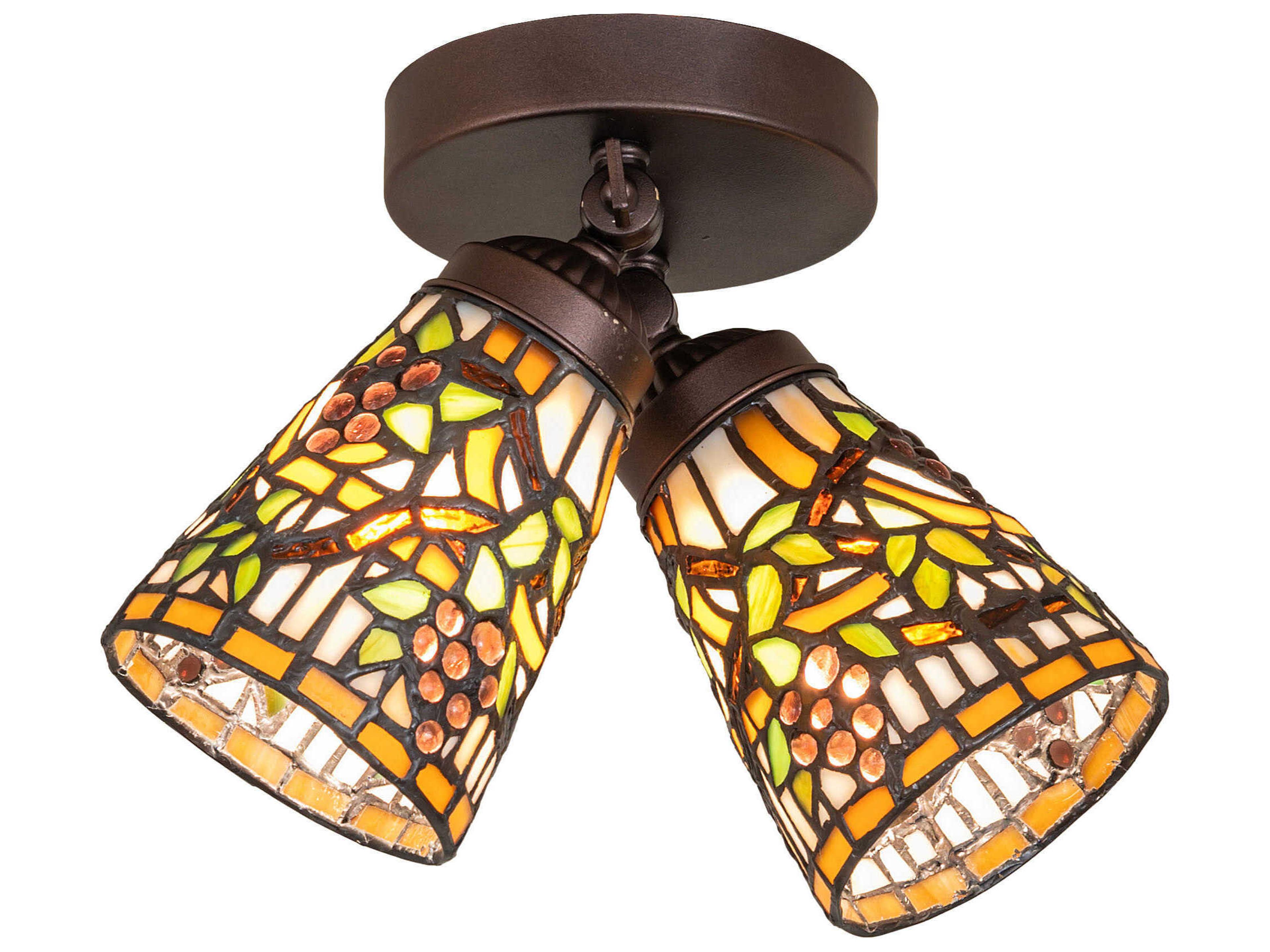 Jeweled Grape 2-Light Mahogany Bronze Semi Flush Mount