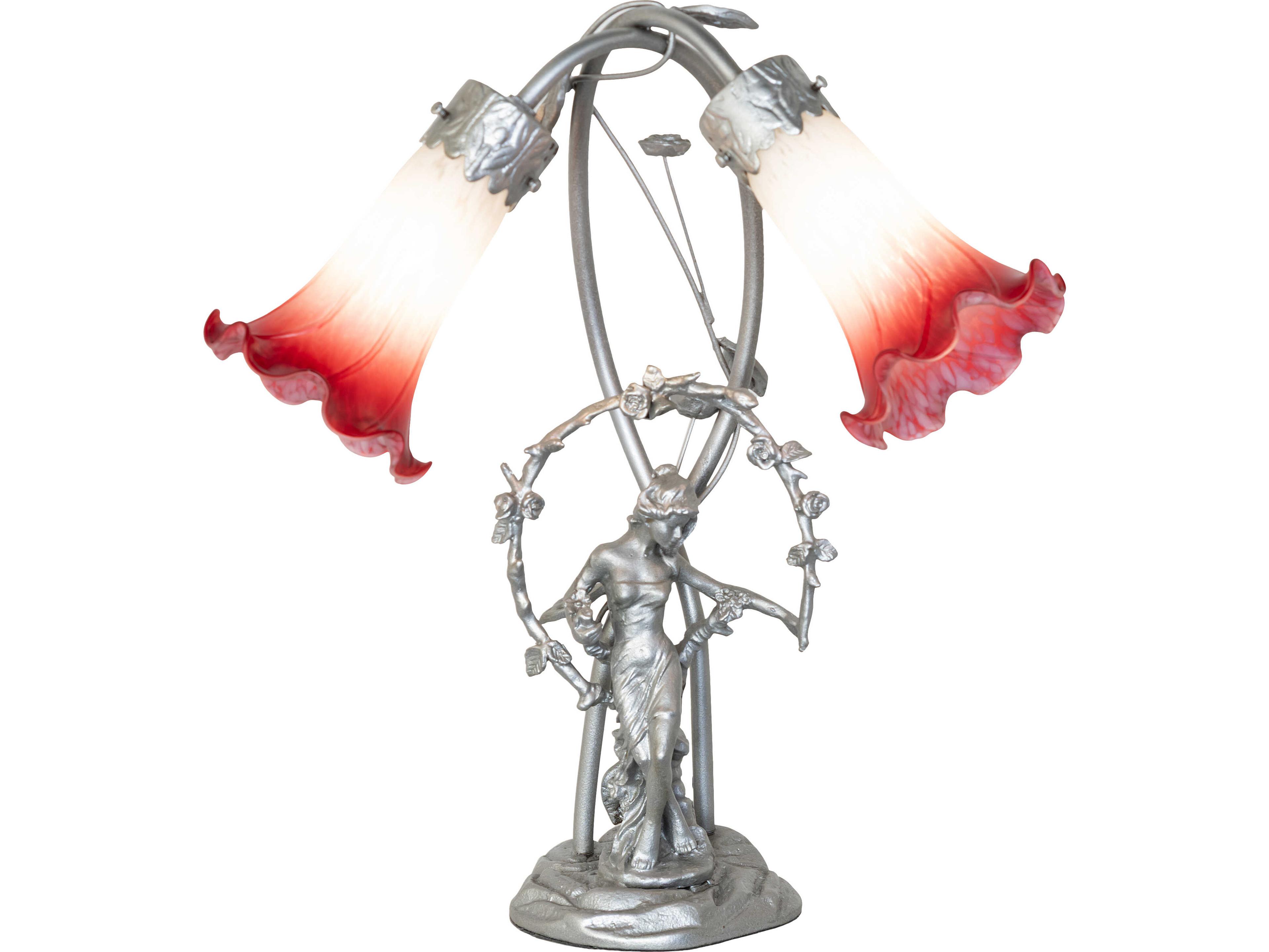 Pink/white Tiffany Pond Lily Pink/White Pink & White Glass Steel Traditional Table Lamp