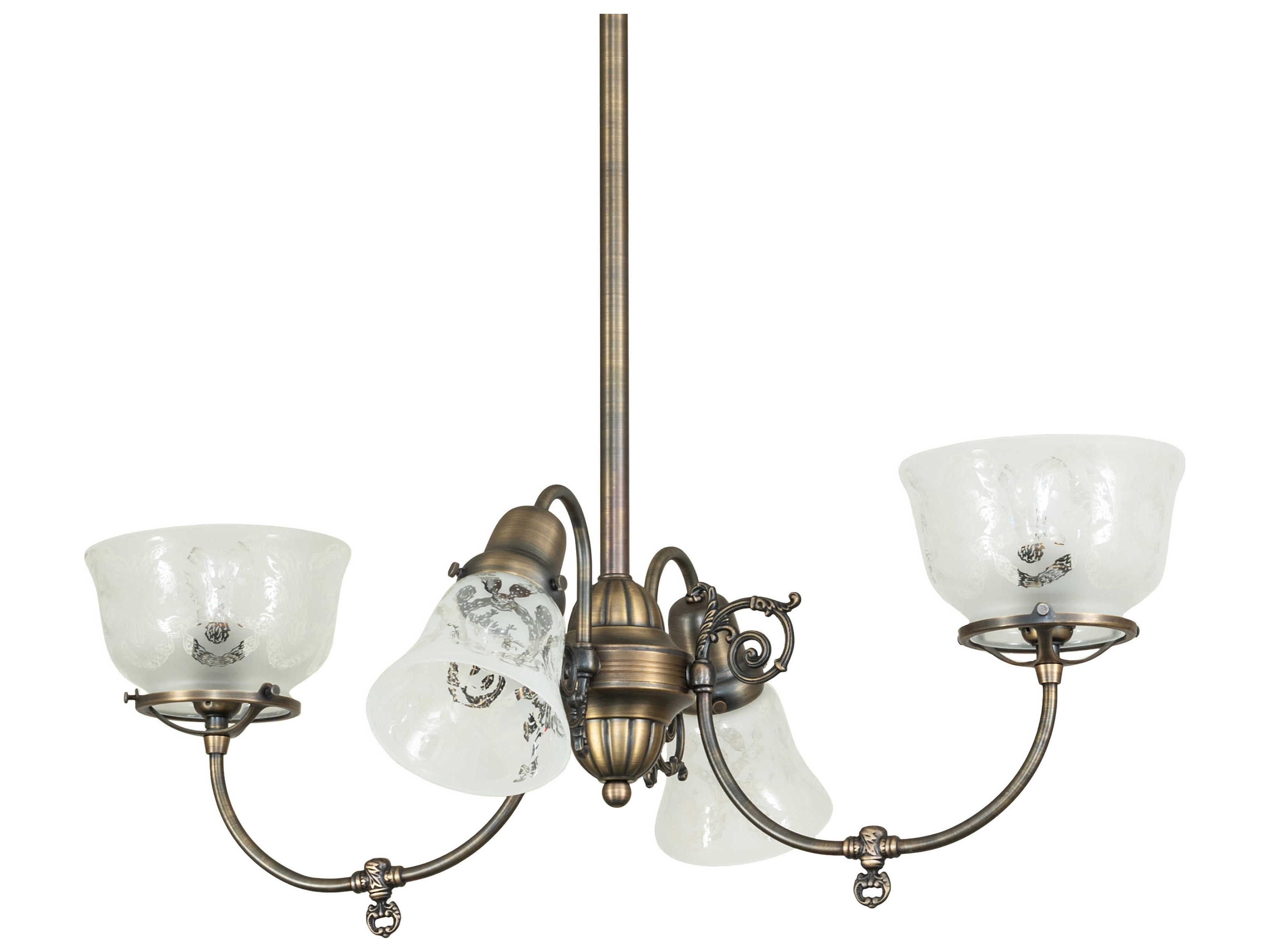 Meyda Revival Gas & Electric 4-Light Antique Brass Chandelier