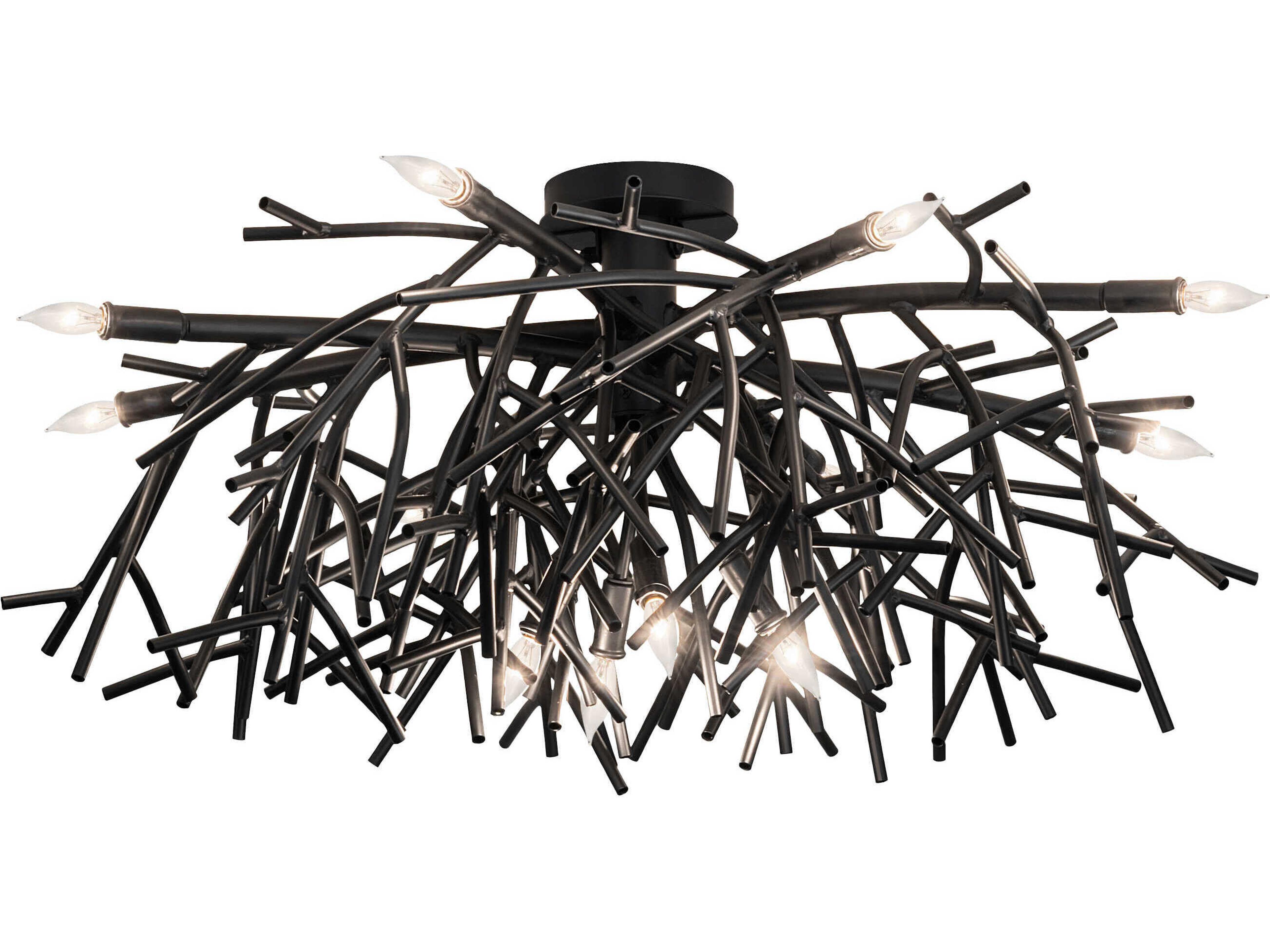 Thicket 12-Light Blackwash Flush Mount