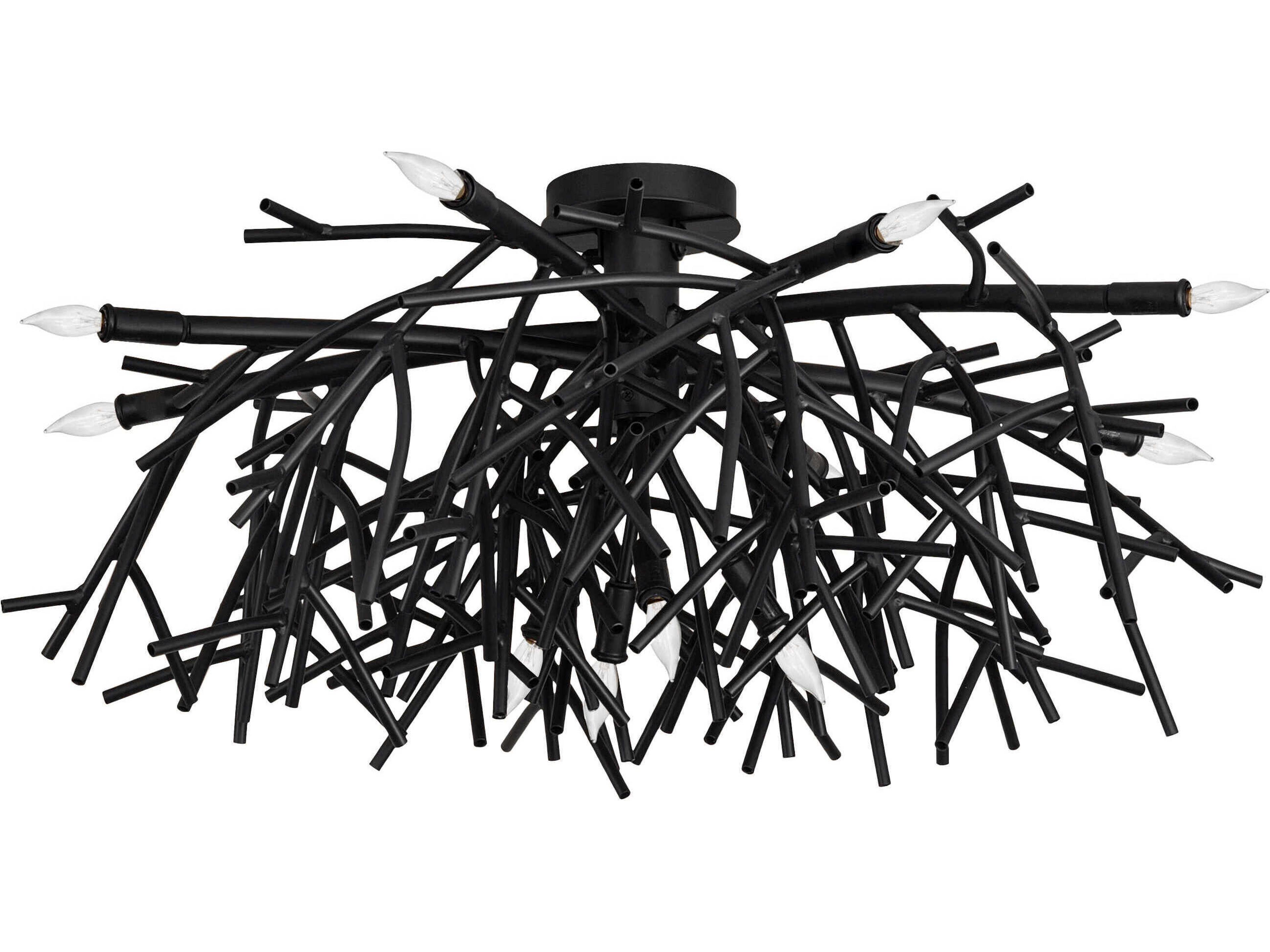 Meyda Thicket 12-Light Blackwash Flush Mount