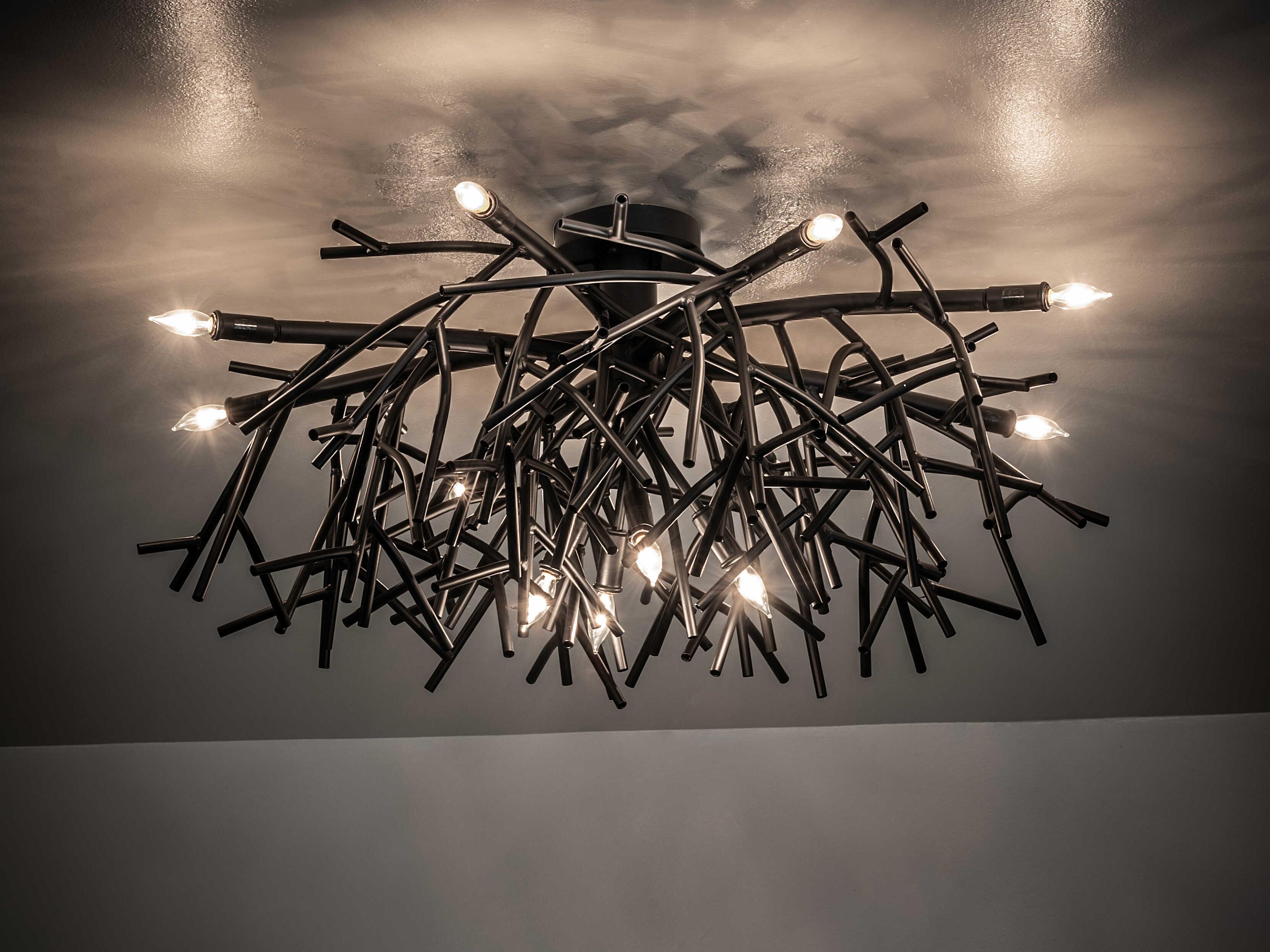 Meyda Thicket 12-Light Blackwash Flush Mount