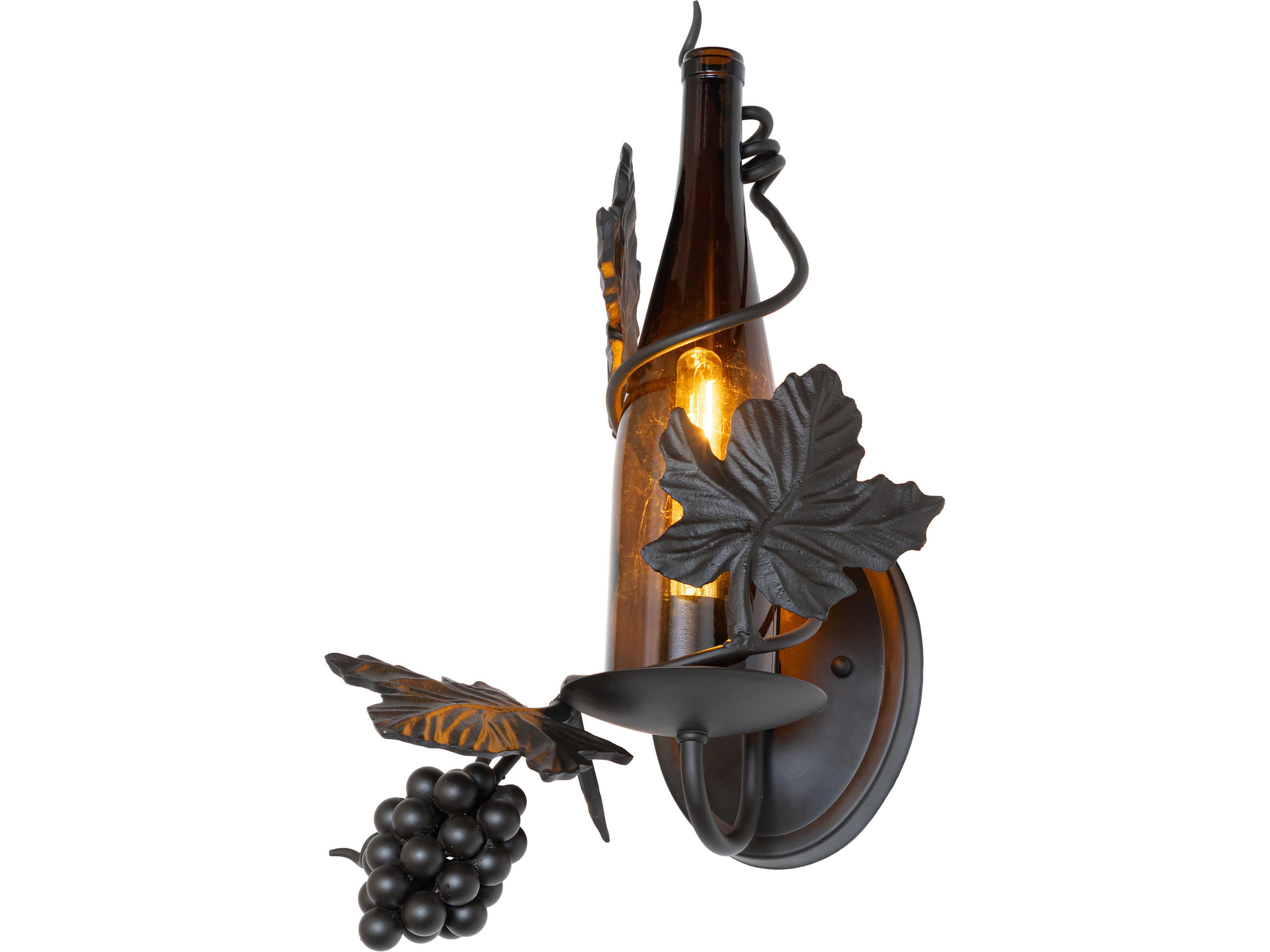 Tuscan Vineyard 1-Light Amber Wine Bottle Bronze Traditional Wall Sconce