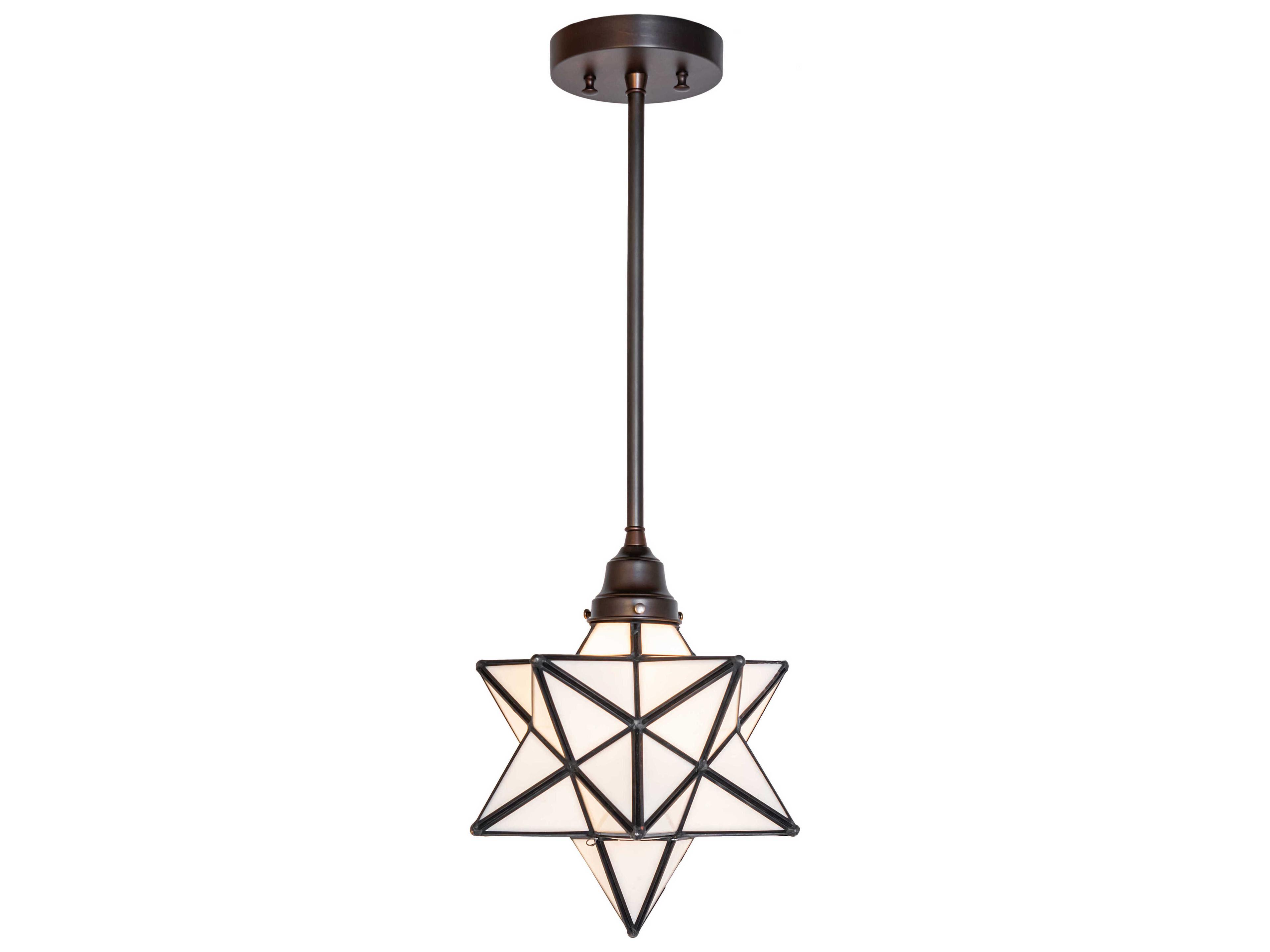 Meyda Moravian Star 1-Light Craftsman Brown Mini Pendant