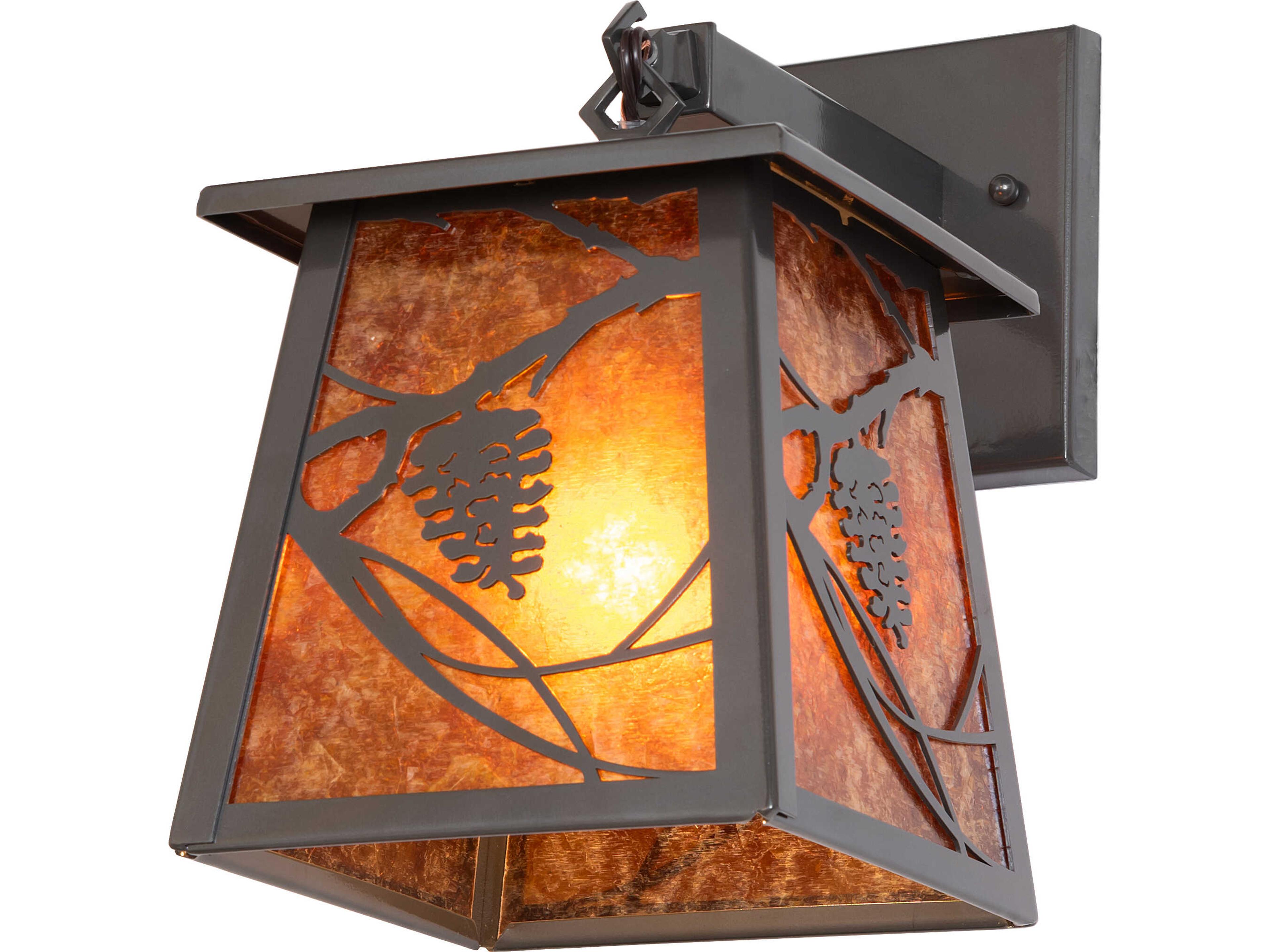 Whispering Pines 1-Light Amber Mica Bronze Traditional Wall Sconce