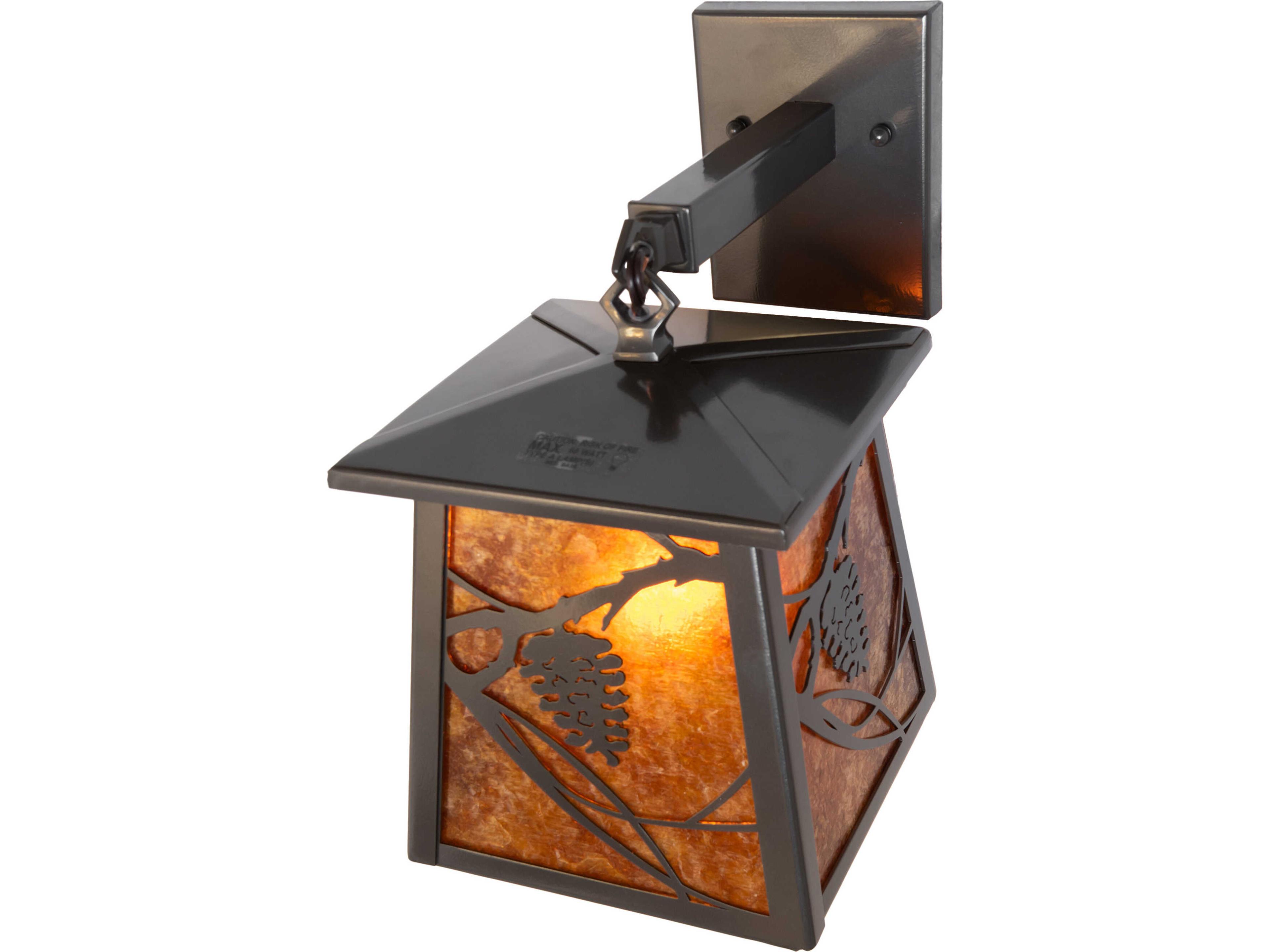 Meyda Whispering Pines 1-Light Amber Mica Bronze Traditional Wall Sconce