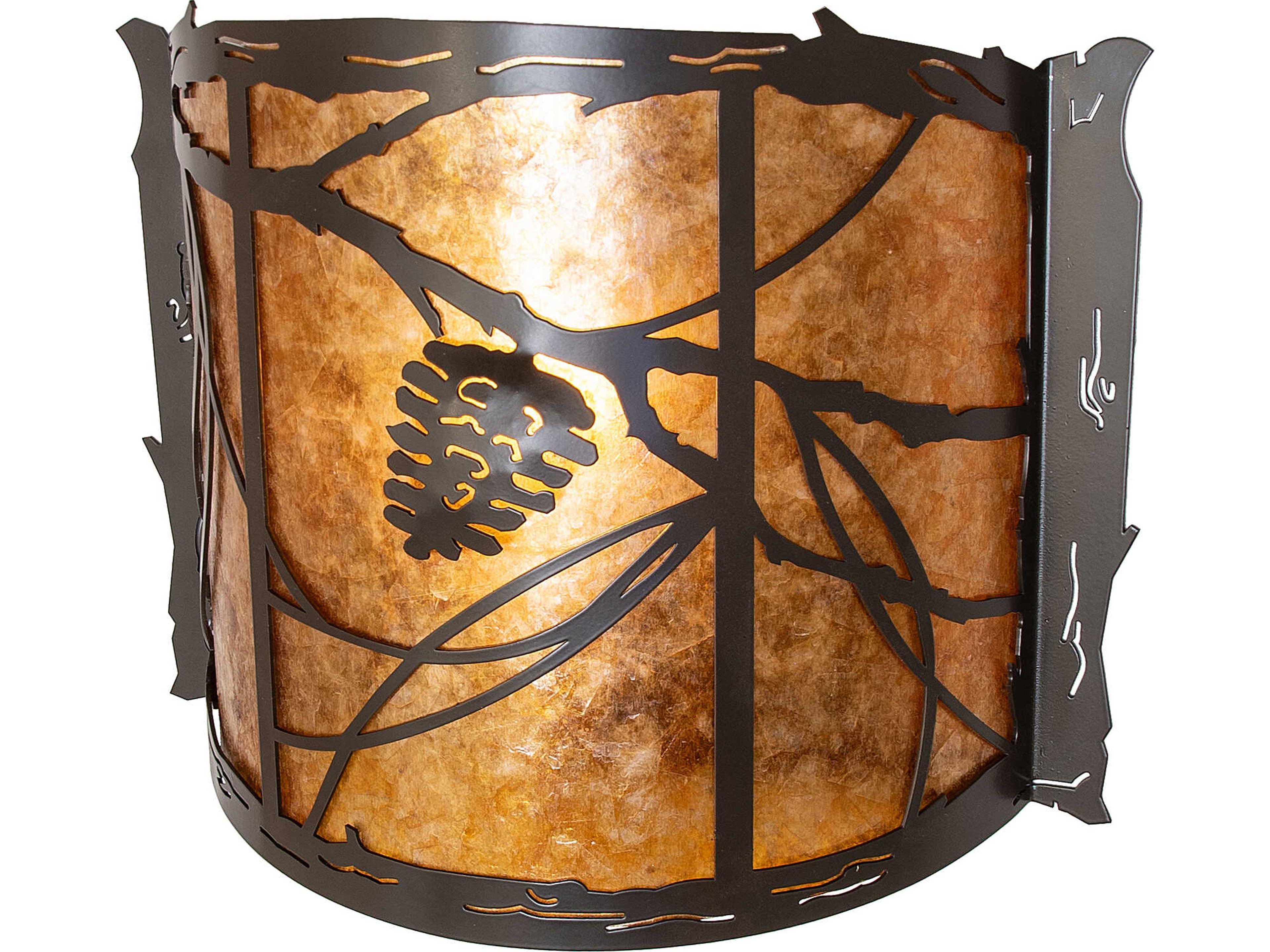 Meyda Whispering Pines 1-Light Amber Mica Bronze Traditional Wall Sconce