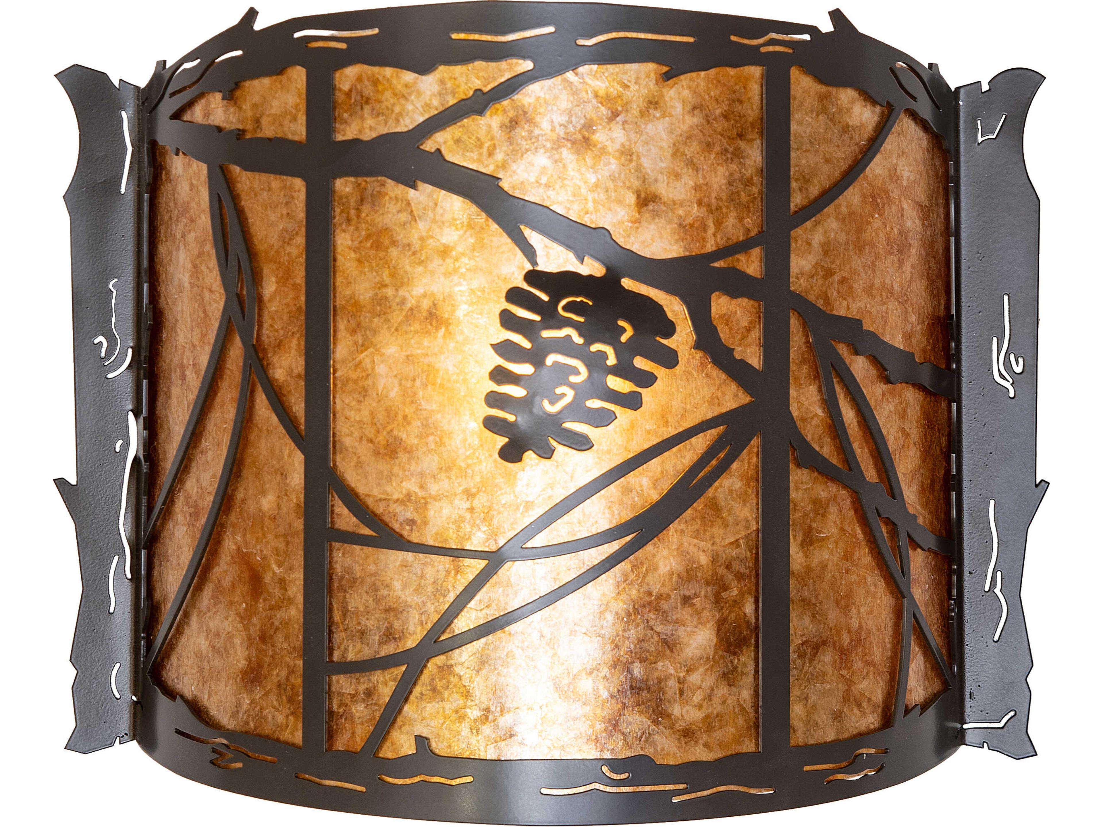 Meyda Whispering Pines 1-Light Amber Mica Bronze Traditional Wall Sconce