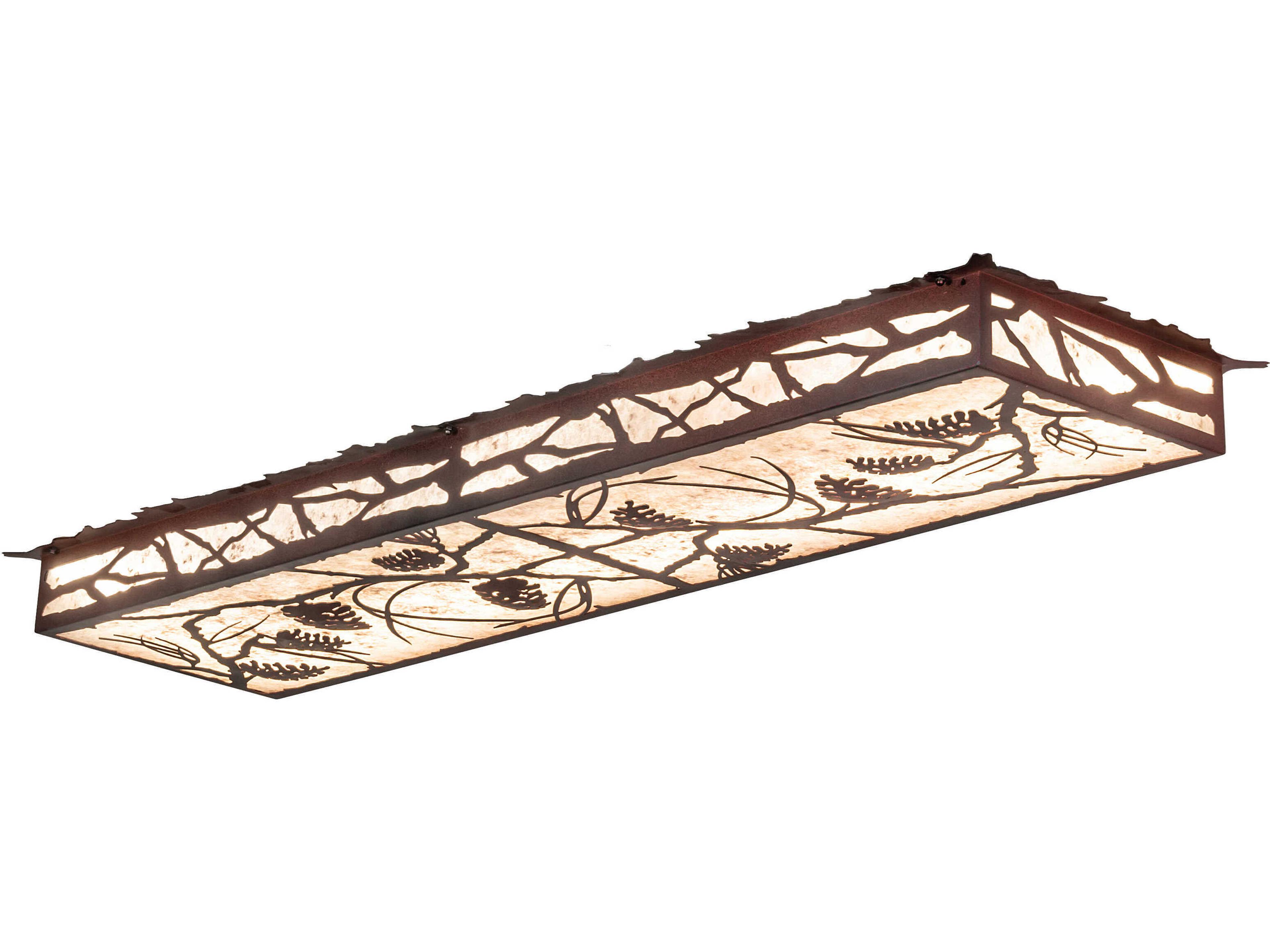 Whispering Pines Wrought Iron on Rust Gloss White Flush Mount