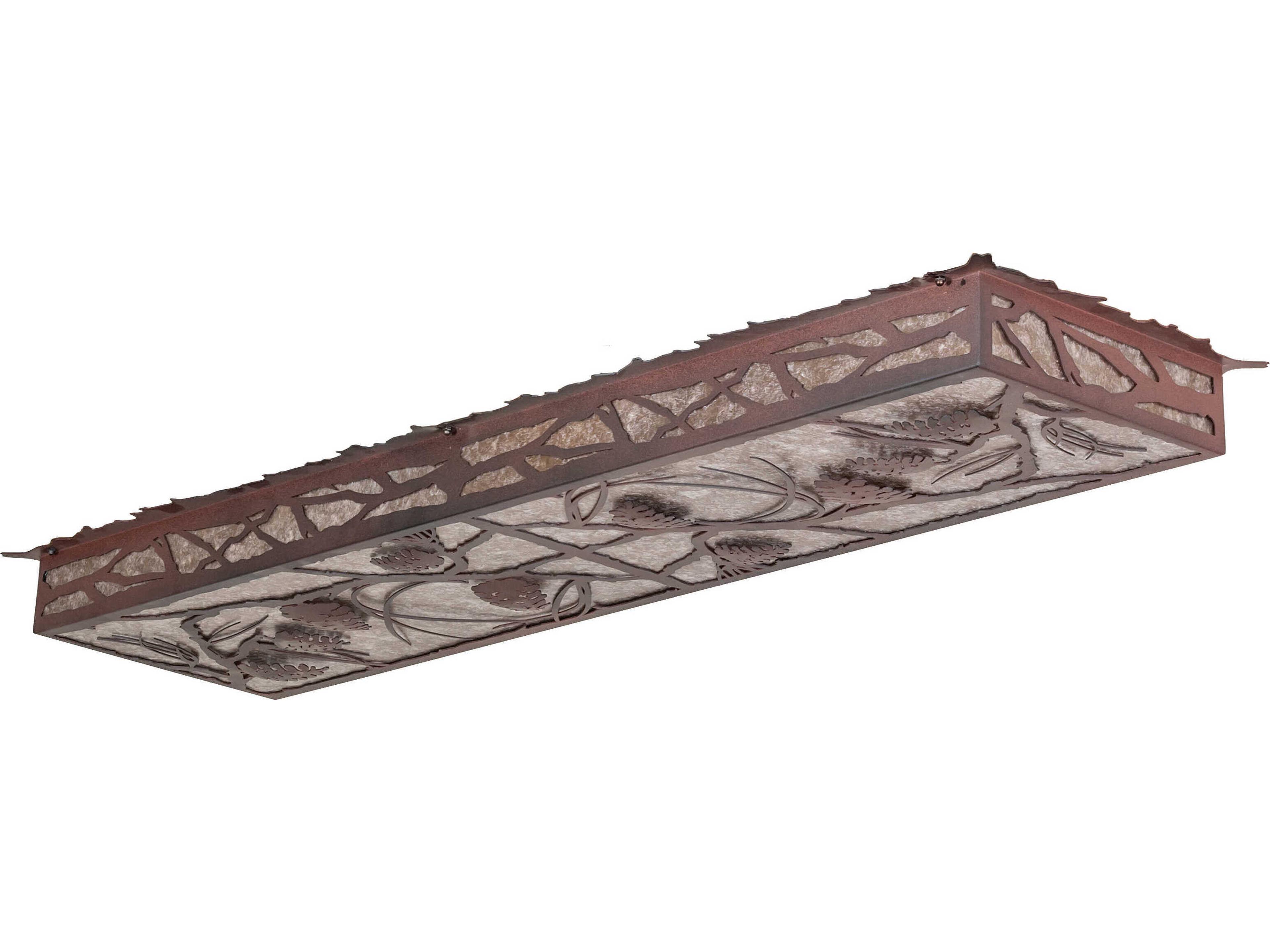 Meyda Whispering Pines Wrought Iron on Rust Gloss White Flush Mount