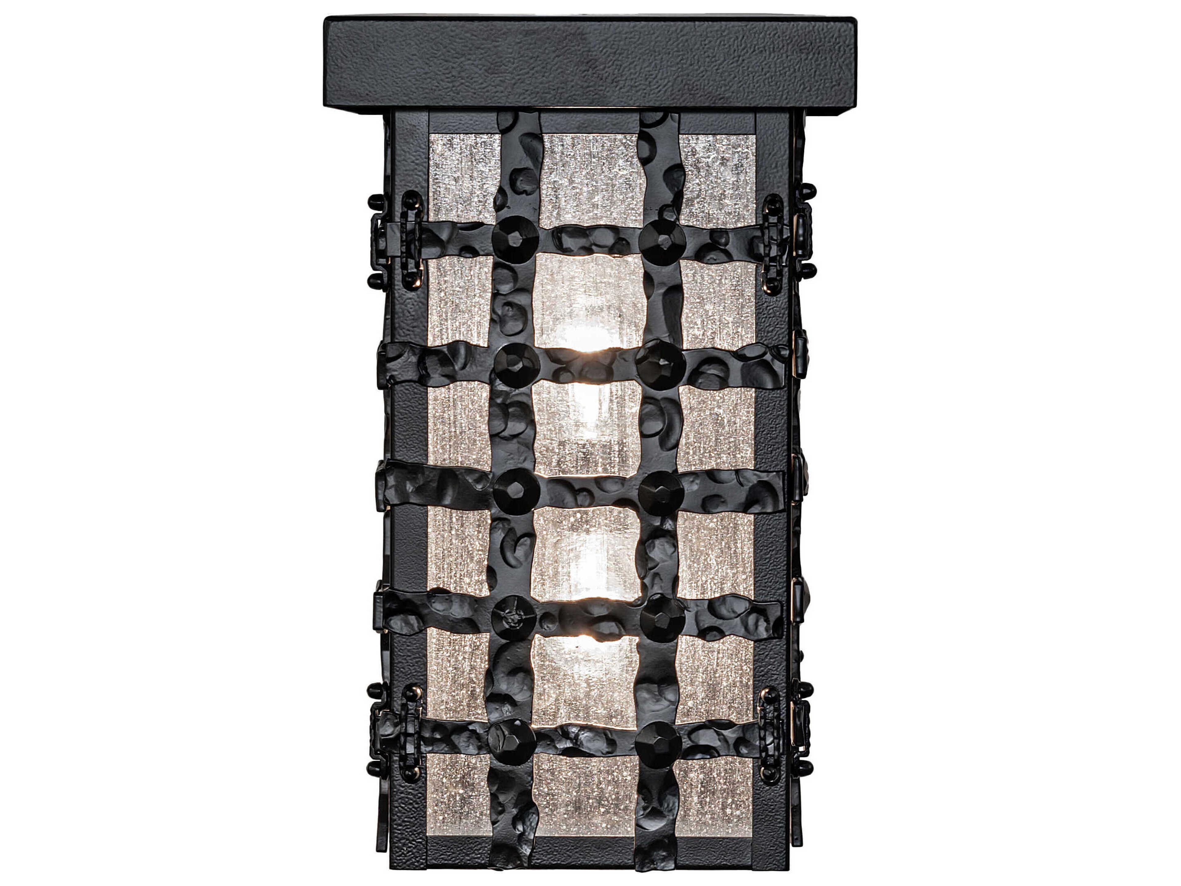 Meyda Clavos 2-Light Black Satin Wrought Iron Outdoor Wall Light