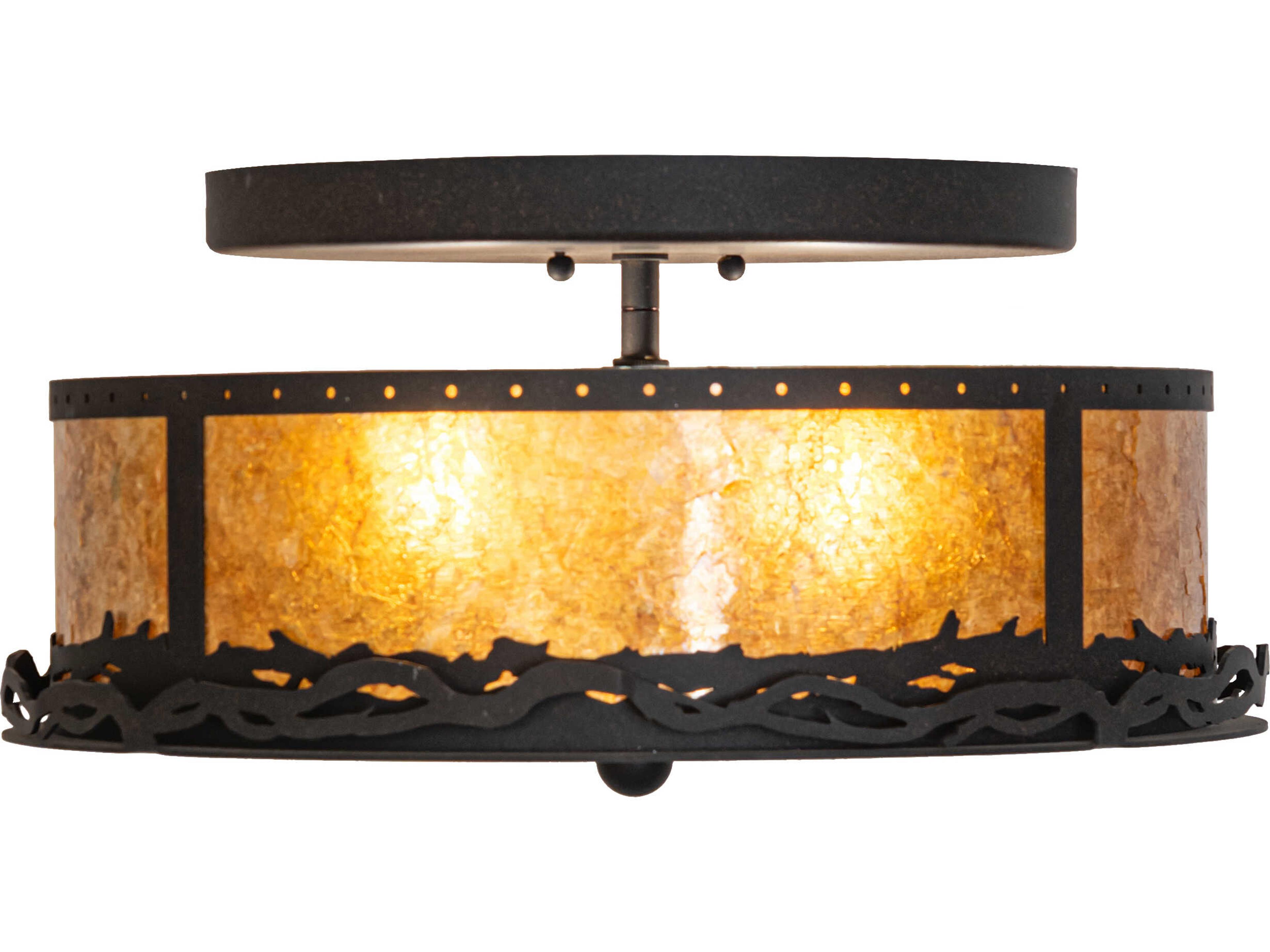 Meyda Rustic 2-Light Amber Mica Bronze Traditional Flush Mount