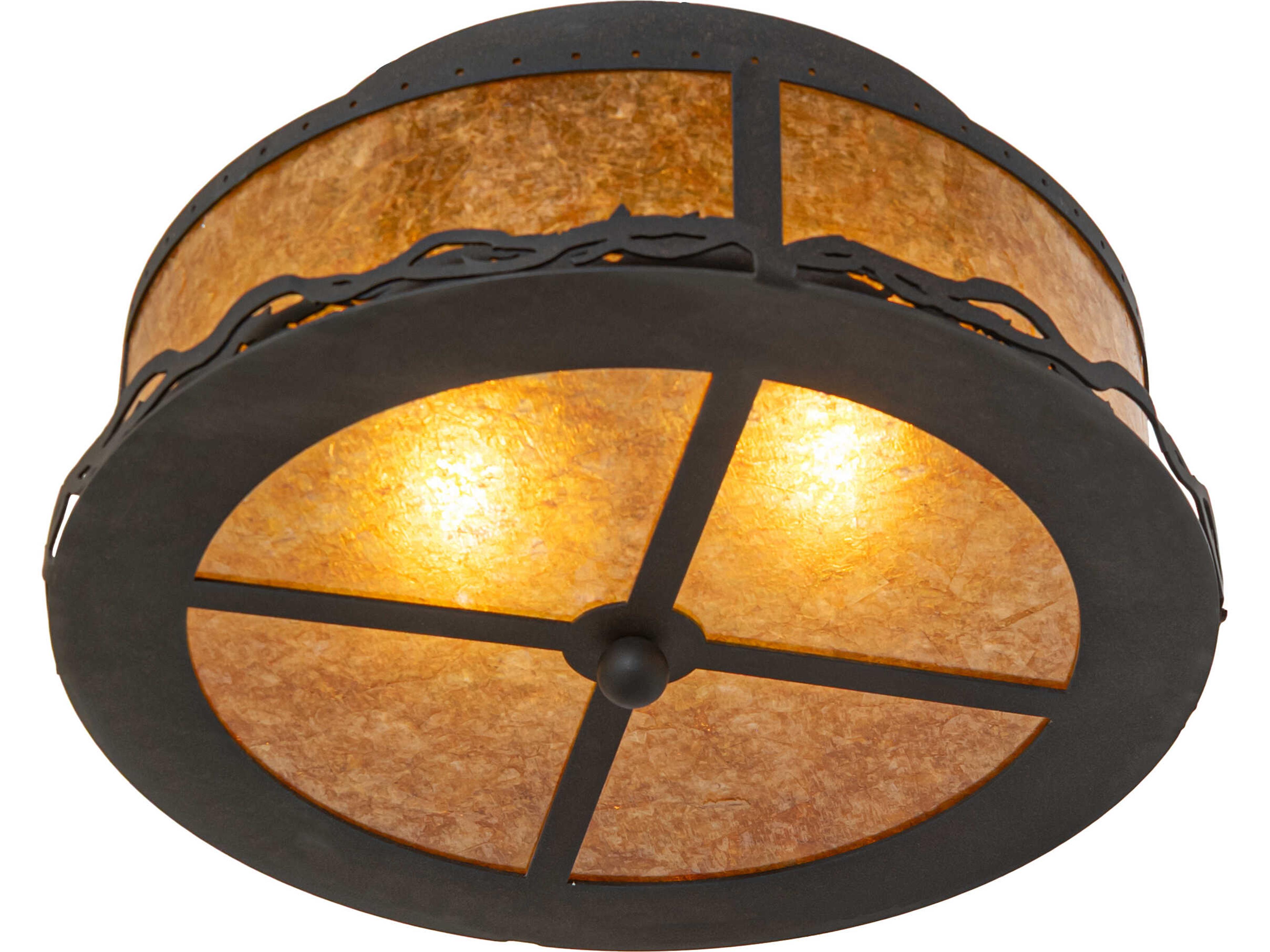 Meyda Rustic 2-Light Amber Mica Bronze Traditional Flush Mount