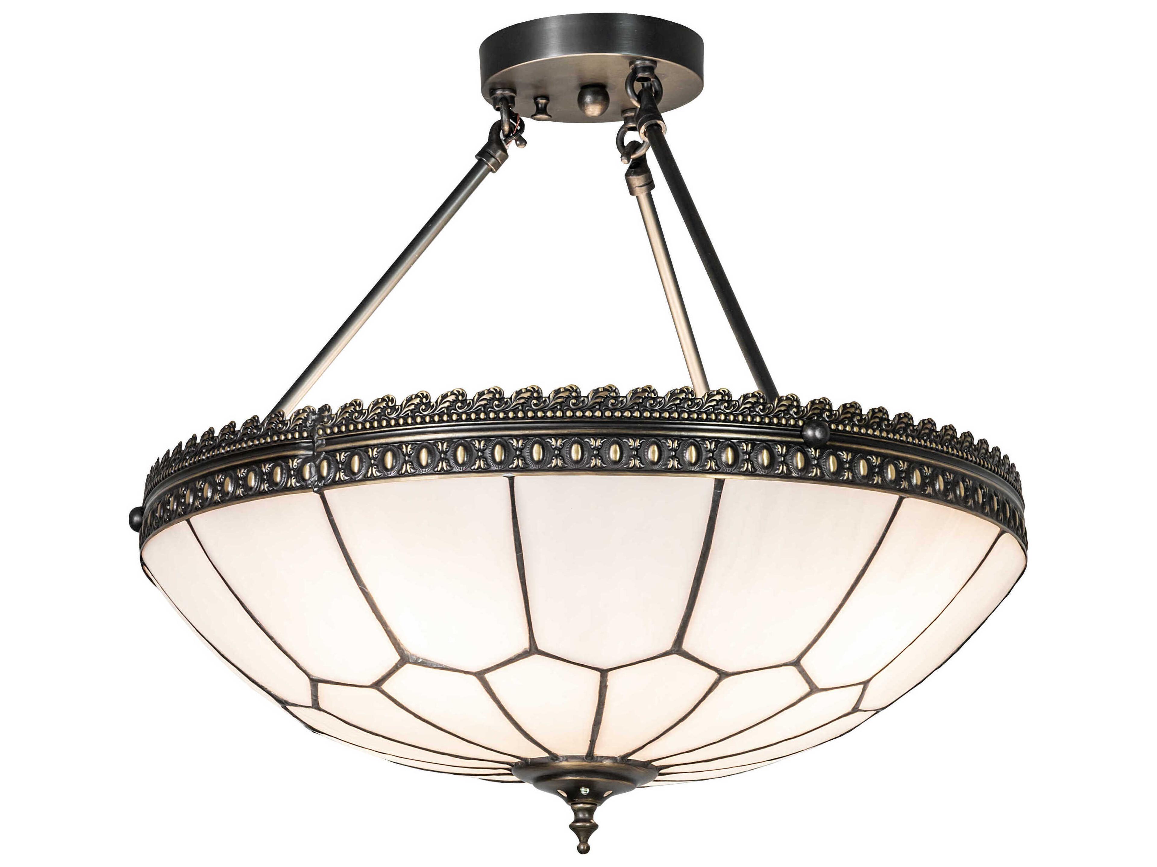 Vincent Honeycomb 4-Light Weathered Antique Brass Semi Flush Mount
