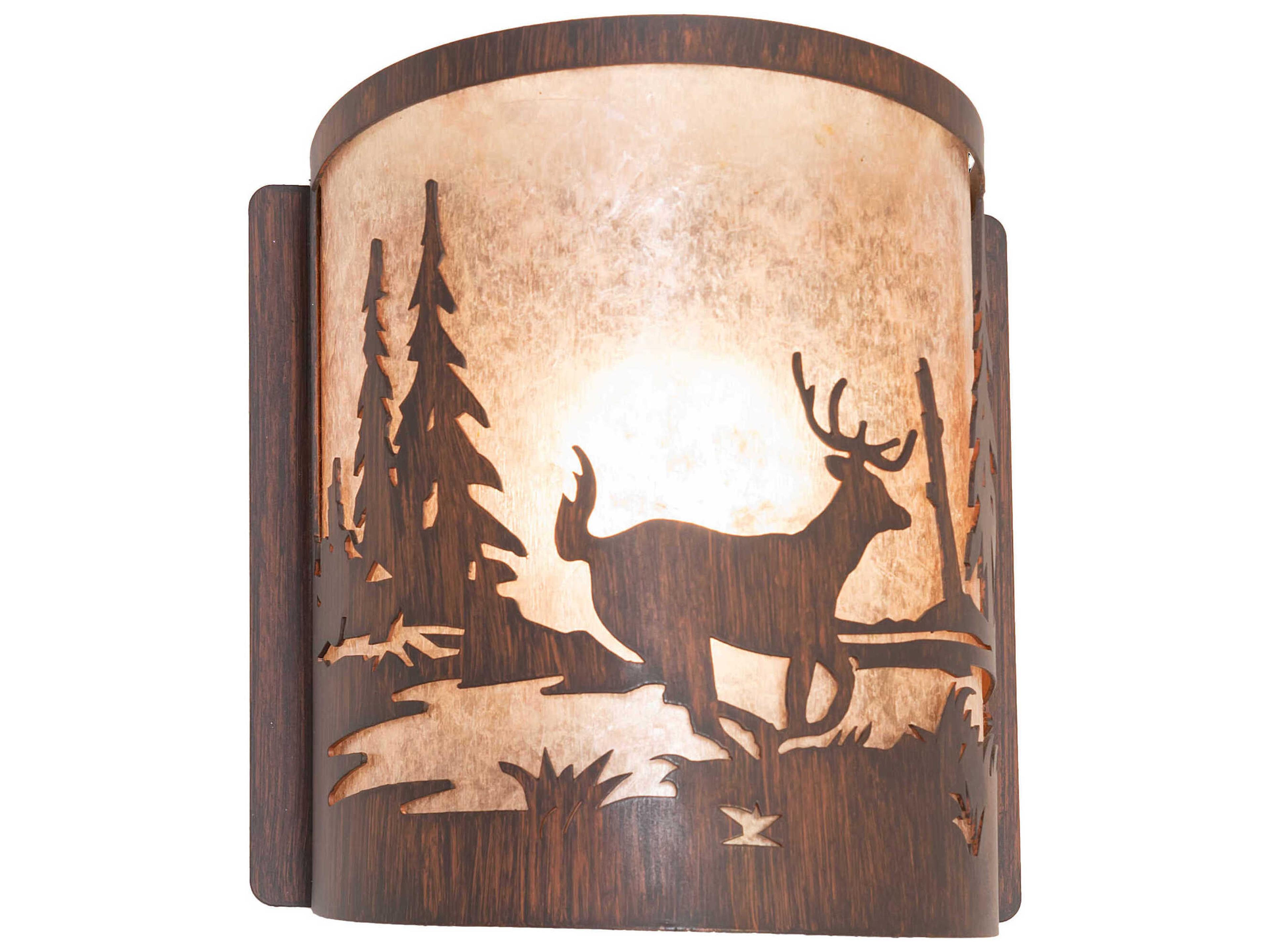 Deer At Lake 1-Light Driftwood Brown Wall Sconce