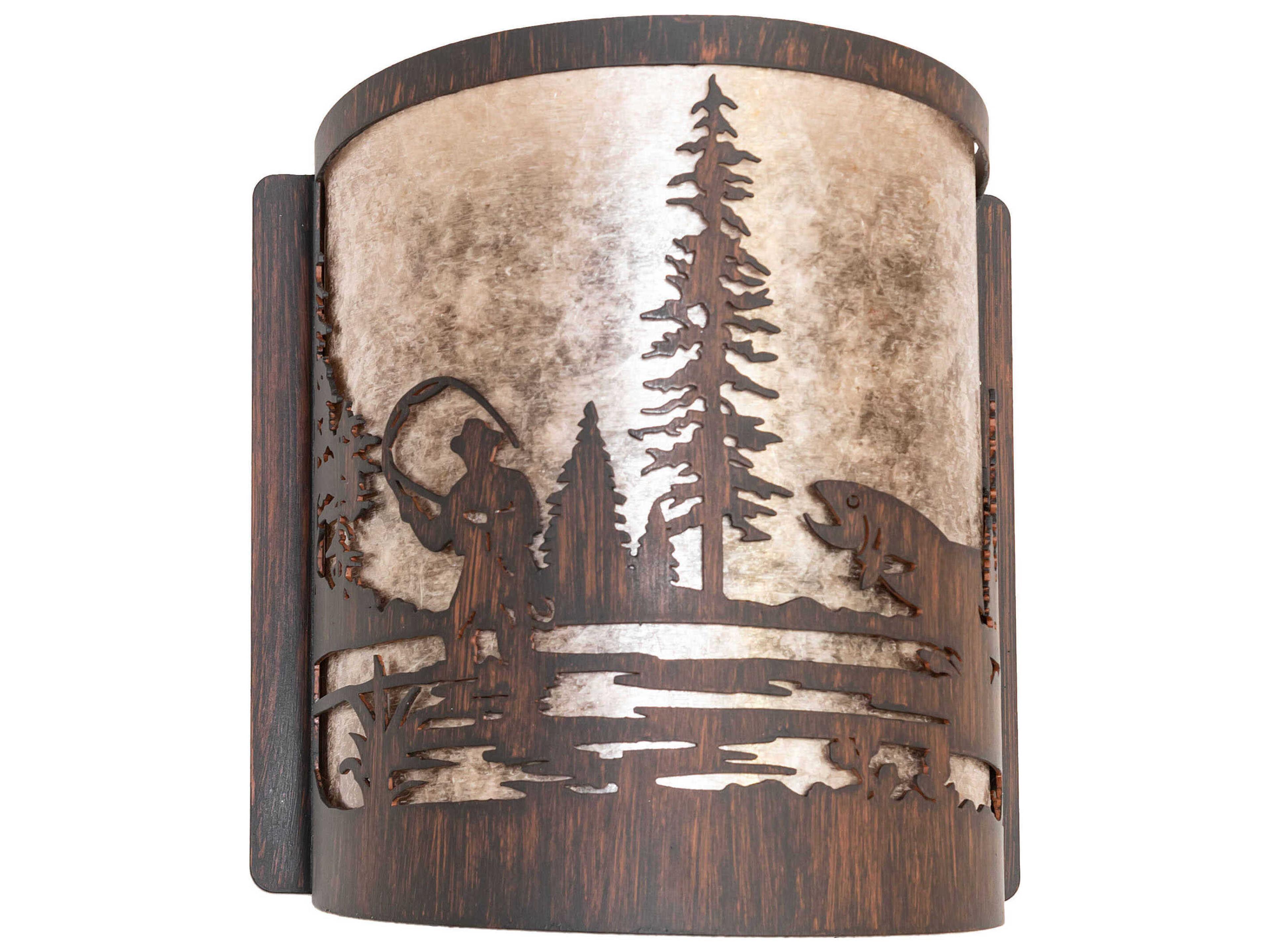 Meyda Fly Fishing 1-Light Driftwood Brown Wall Sconce