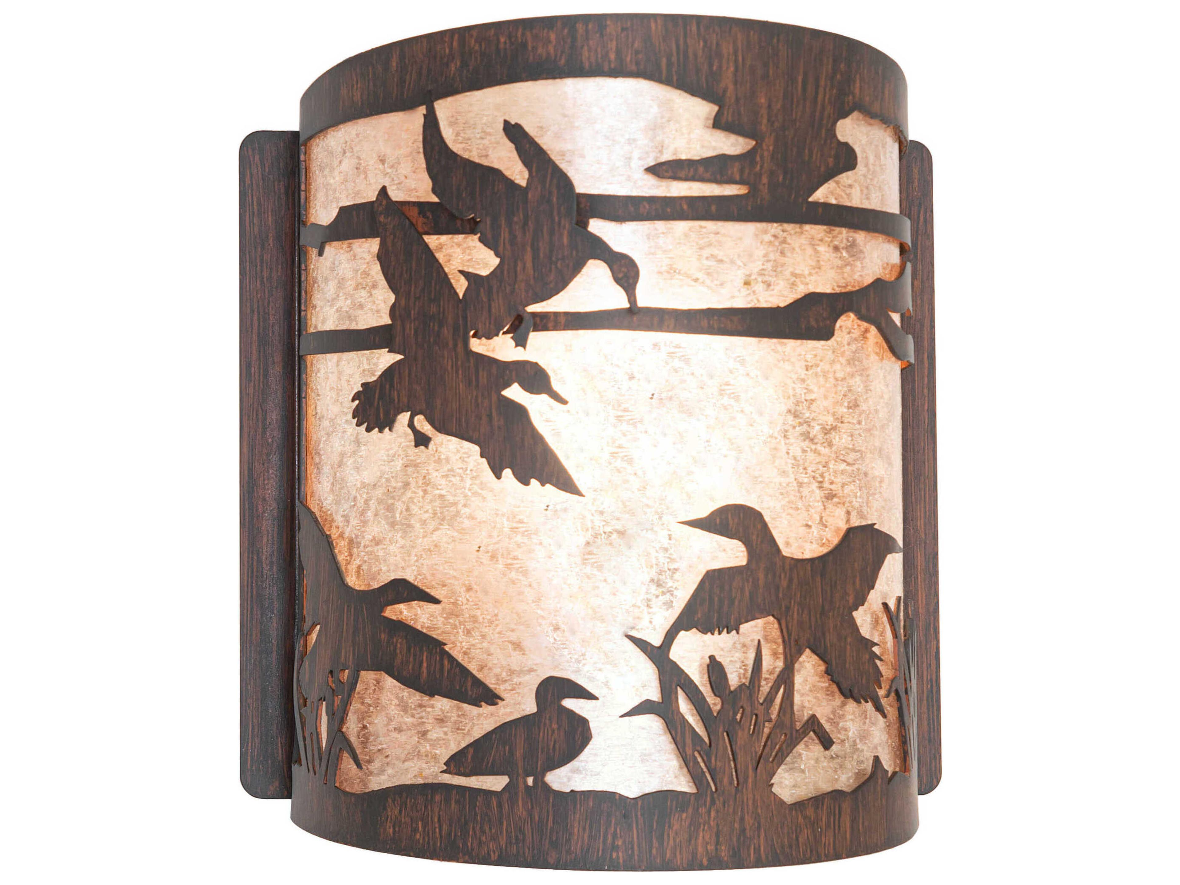 Ducks In Flight 1-Light Driftwood Brown Wall Sconce