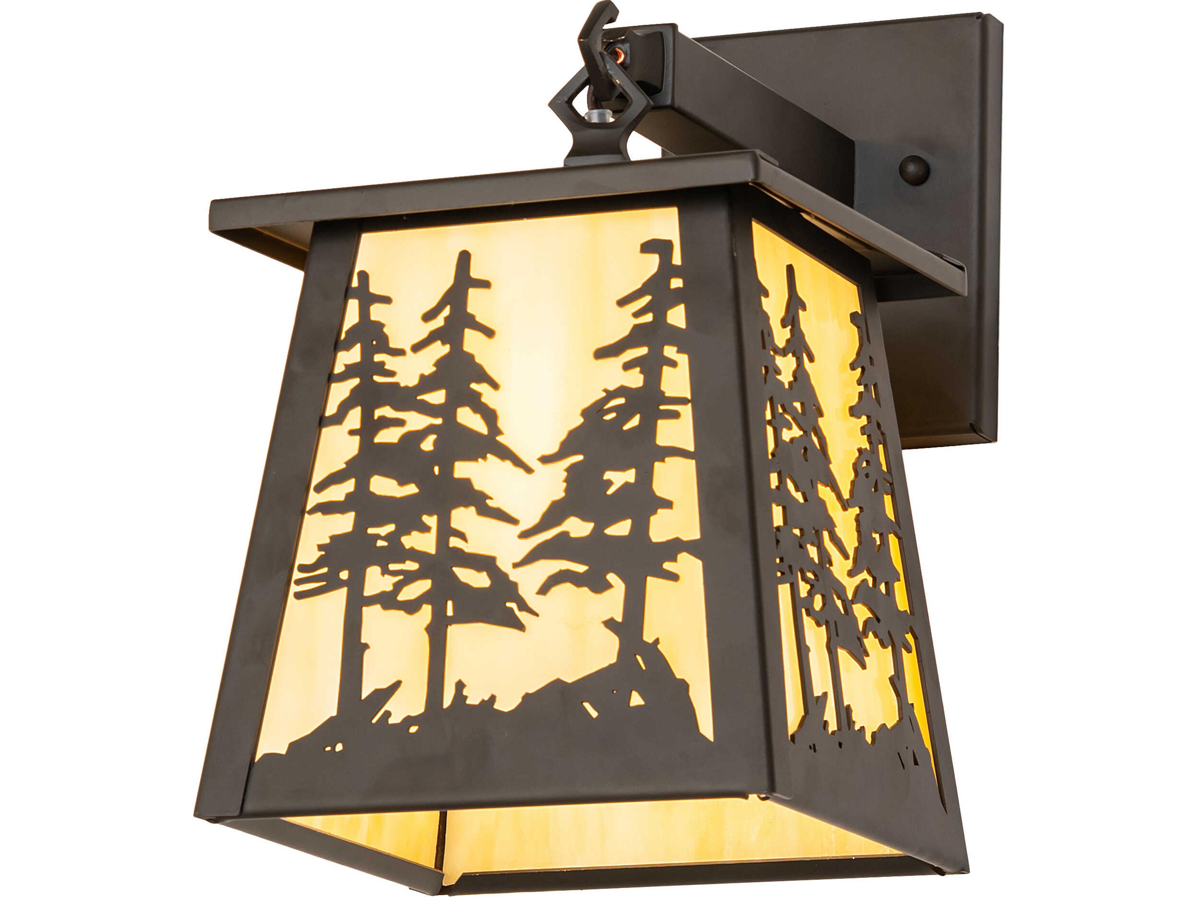 Tall Pines 1-Light Beige Art Glass Bronze Traditional Wall Sconce