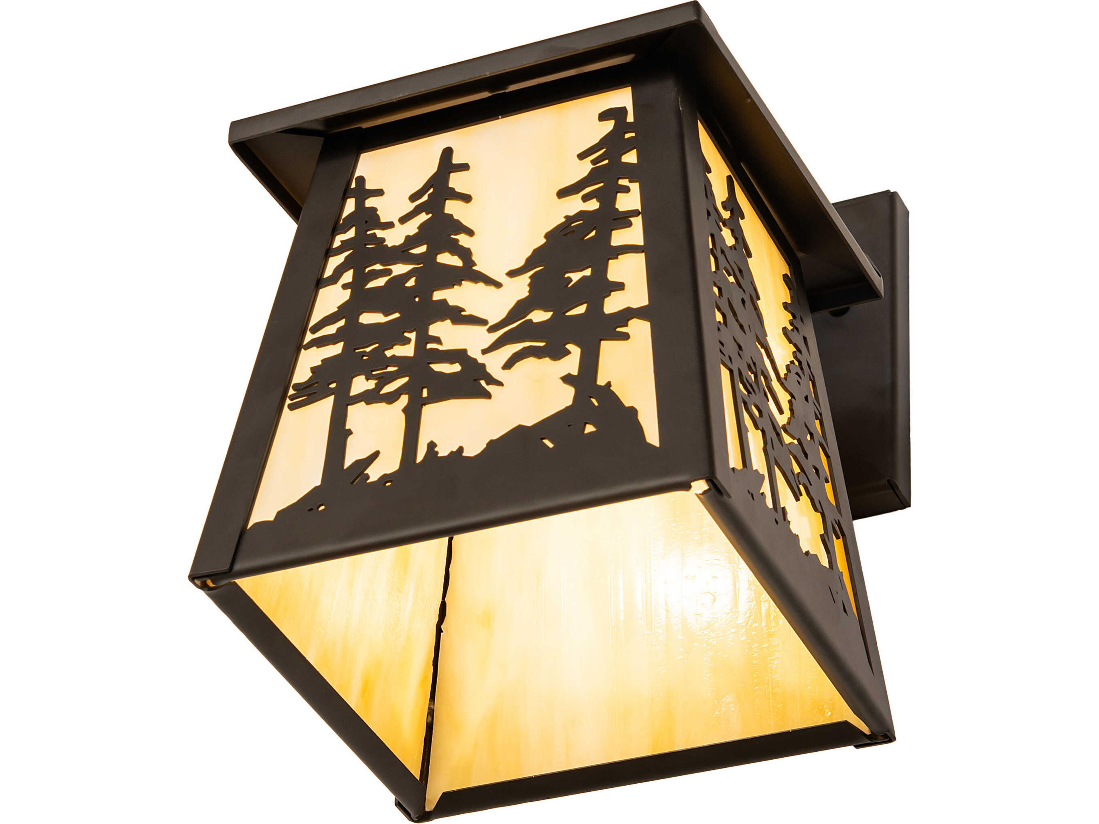Meyda Tall Pines 1-Light Beige Art Glass Bronze Traditional Wall Sconce