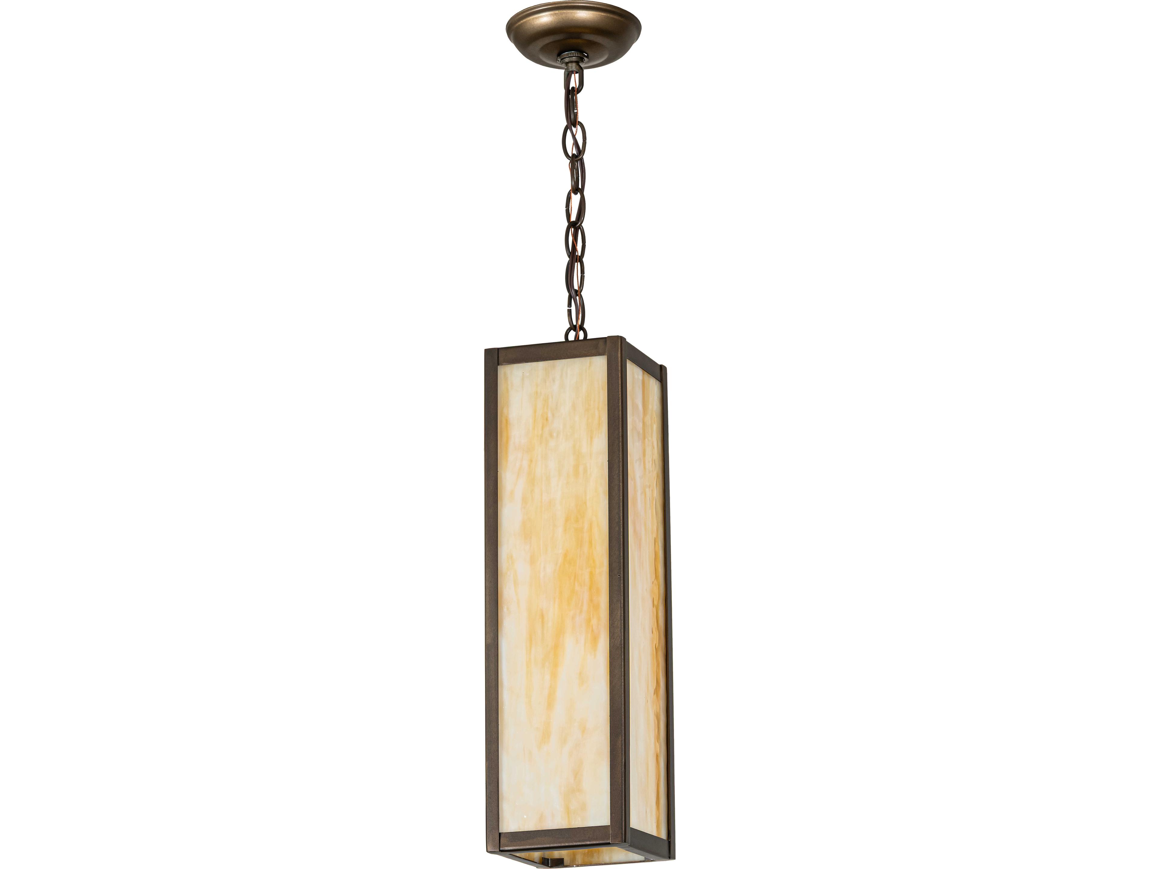 Meyda Cooper 1-Light Beige Art Glass Copper Mini Pendant