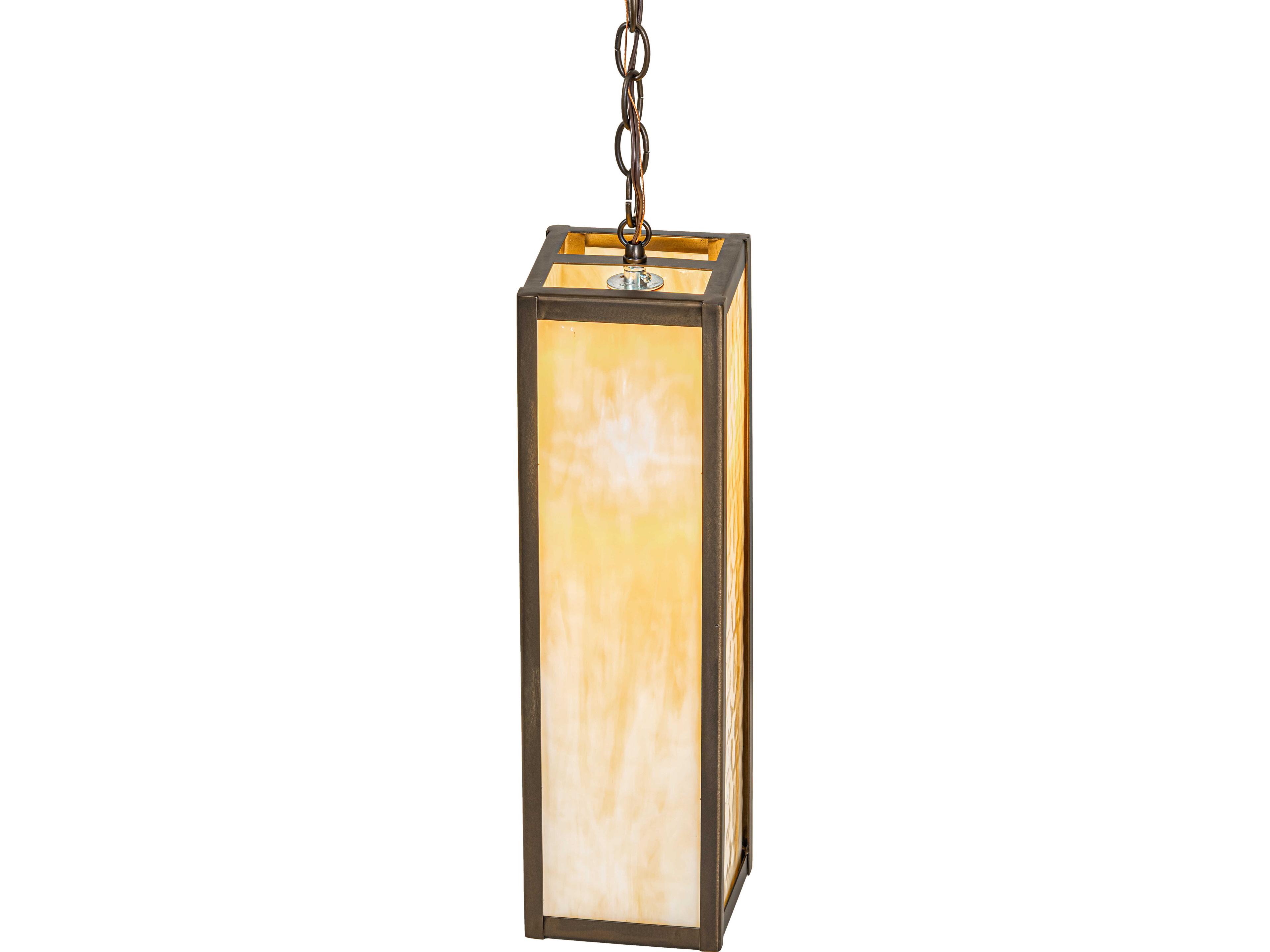 Meyda Cooper 1-Light Beige Art Glass Copper Mini Pendant