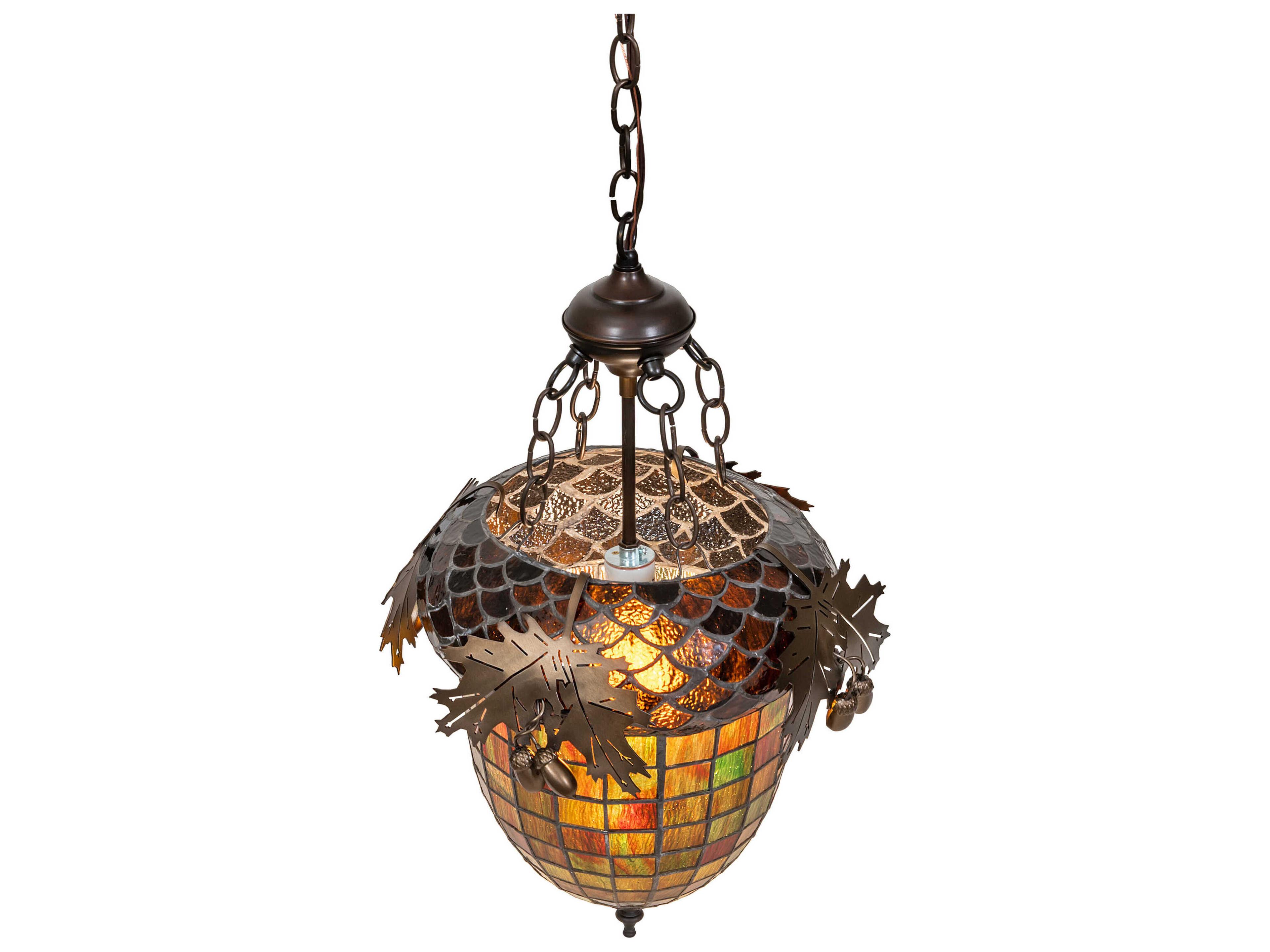 Meyda Oak Leaf and Acorn 1-Light Antique Copper Pendant