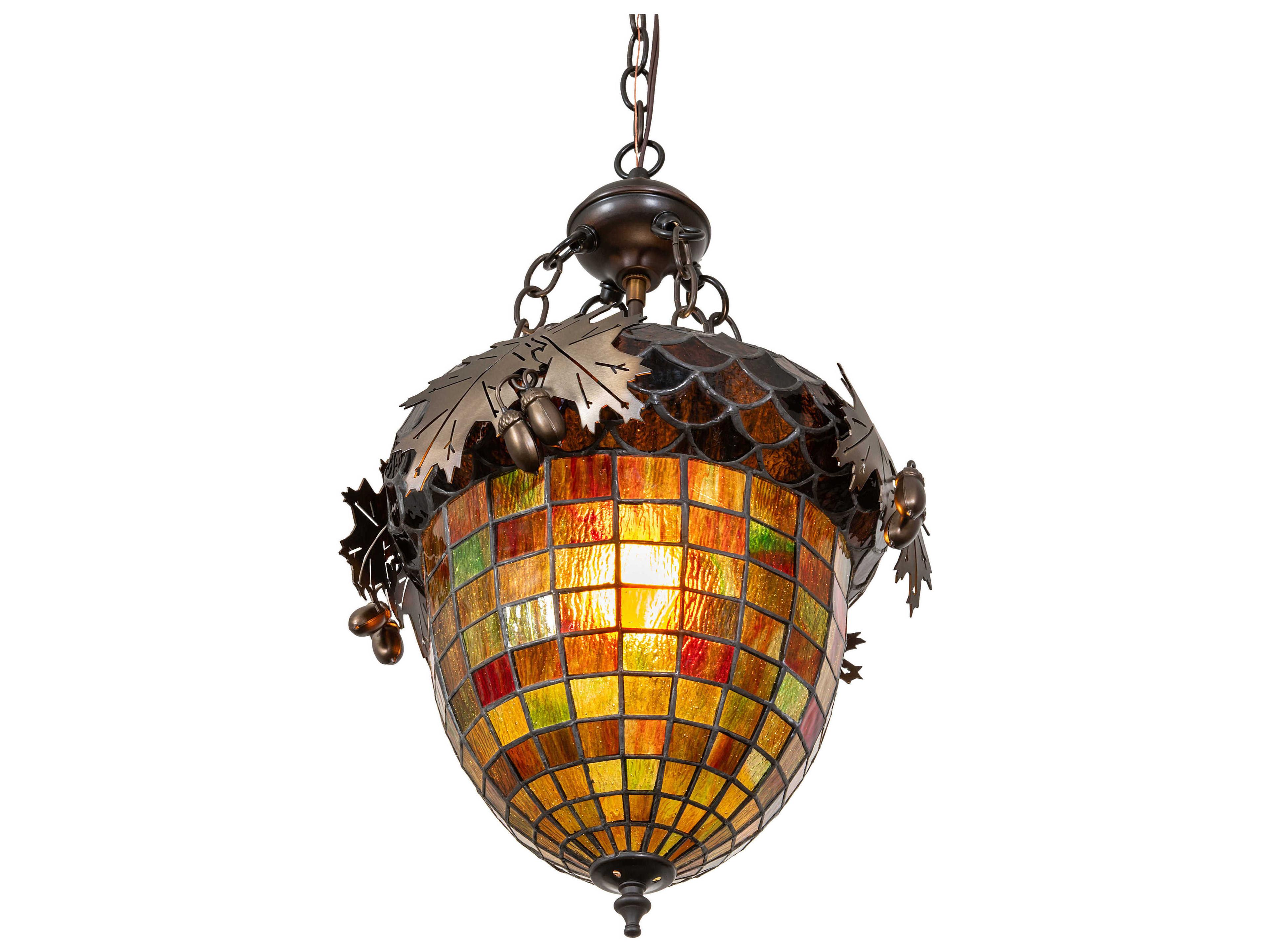 Meyda Oak Leaf and Acorn 1-Light Antique Copper Pendant