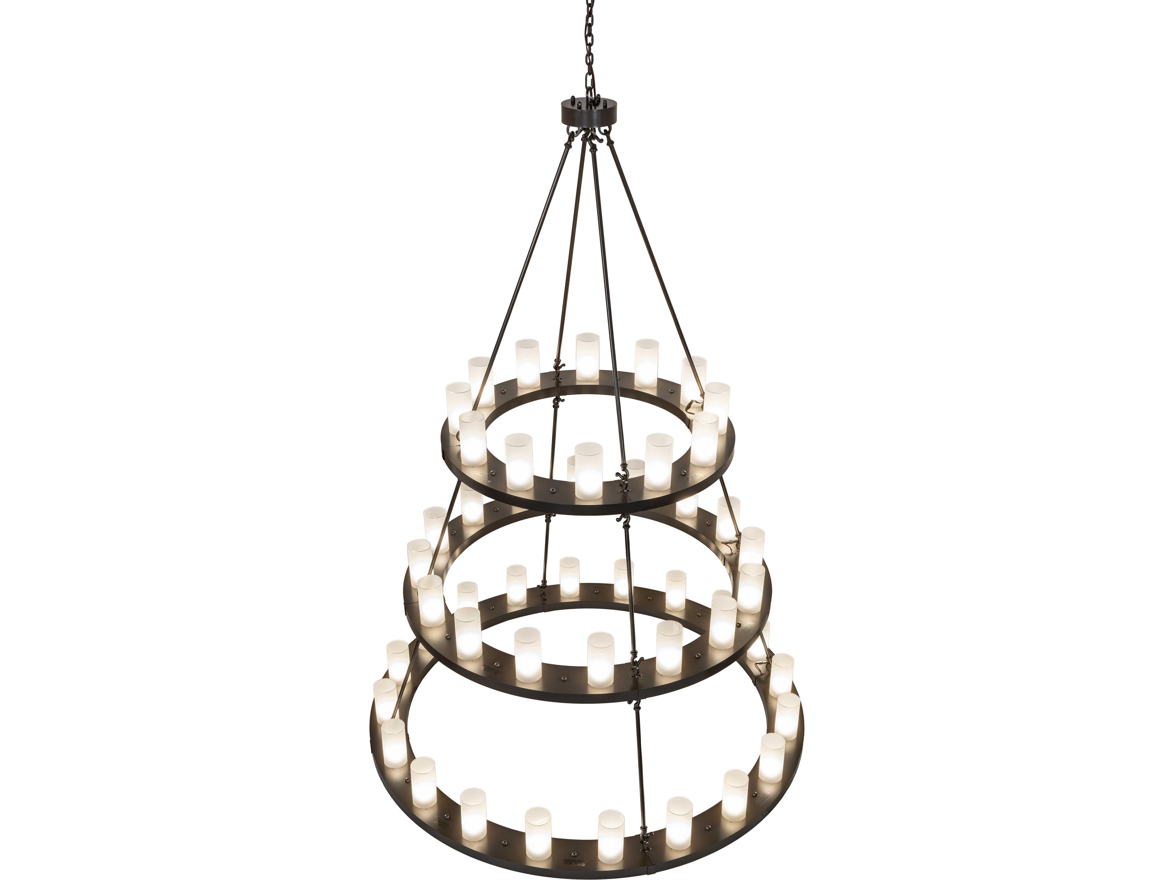 Meyda Loxley 48-Light Clear Frosted Crystal Idalight Bronze Cylinder Tiered Chandelier