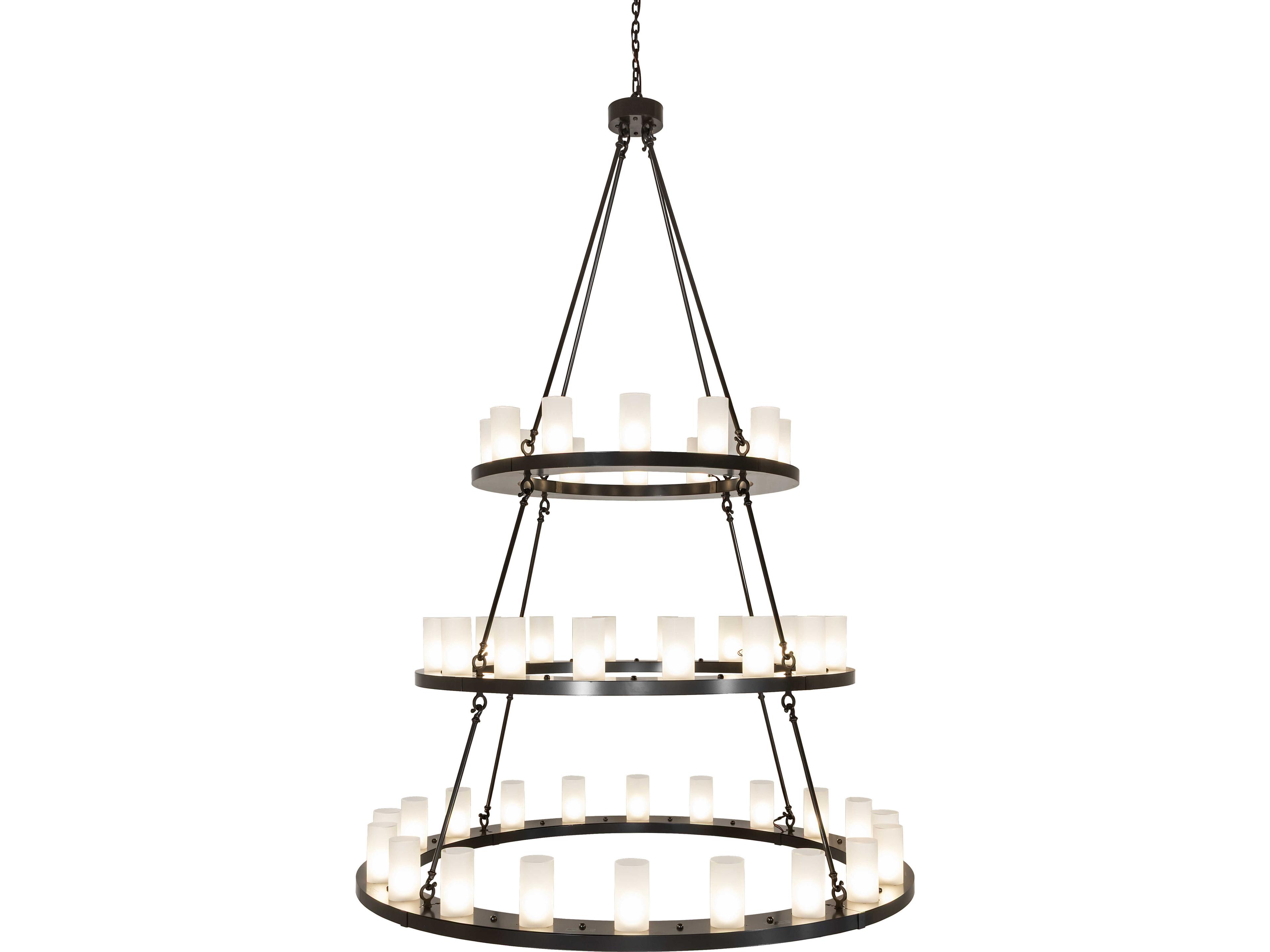 Meyda Loxley 48-Light Clear Frosted Crystal Idalight Bronze Cylinder Tiered Chandelier