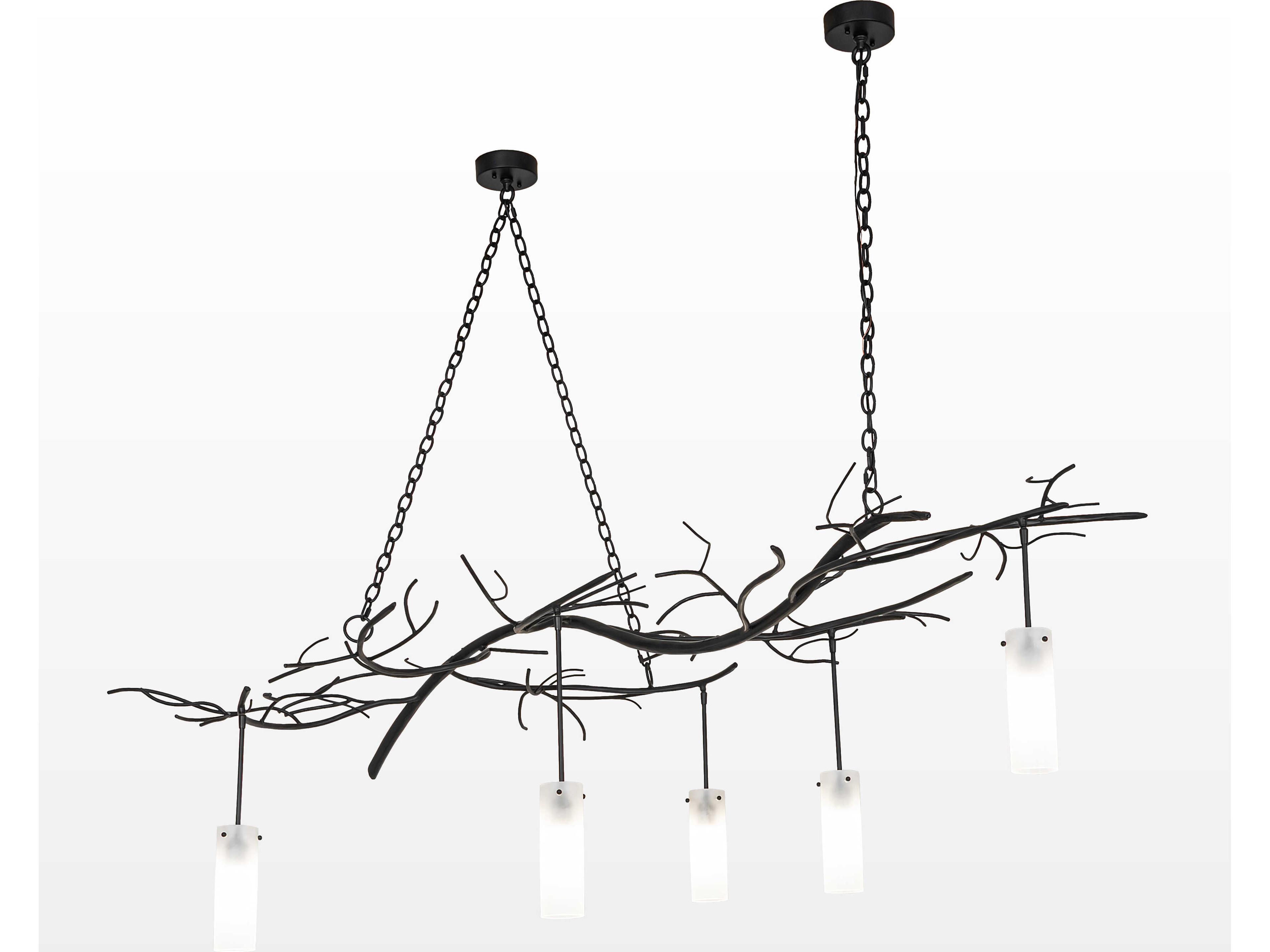 Winter Solstice 5-Light Clear Frosted Glass Black Linear Island Pendant