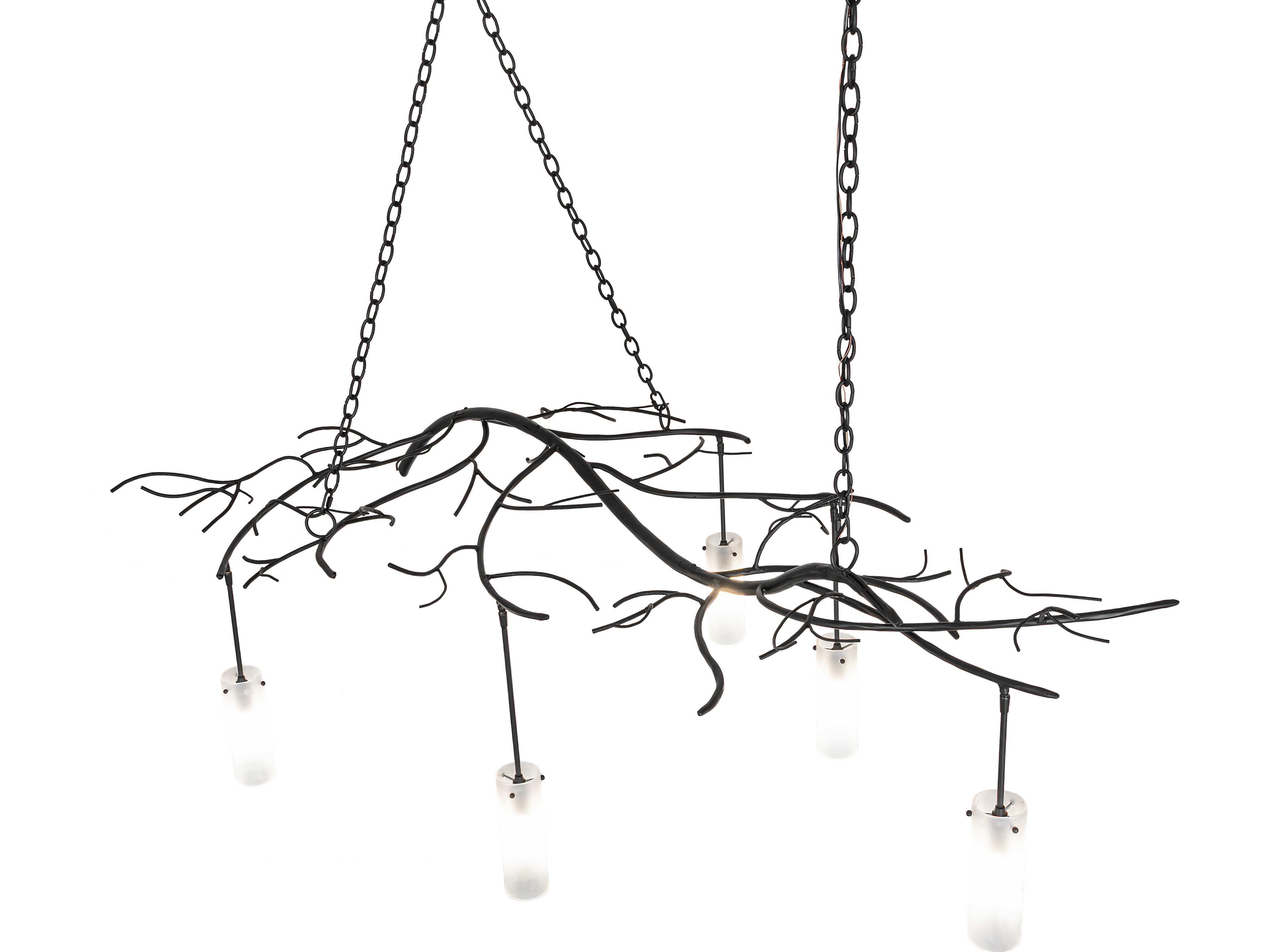 Meyda Winter Solstice 5-Light Clear Frosted Glass Black Linear Island Pendant