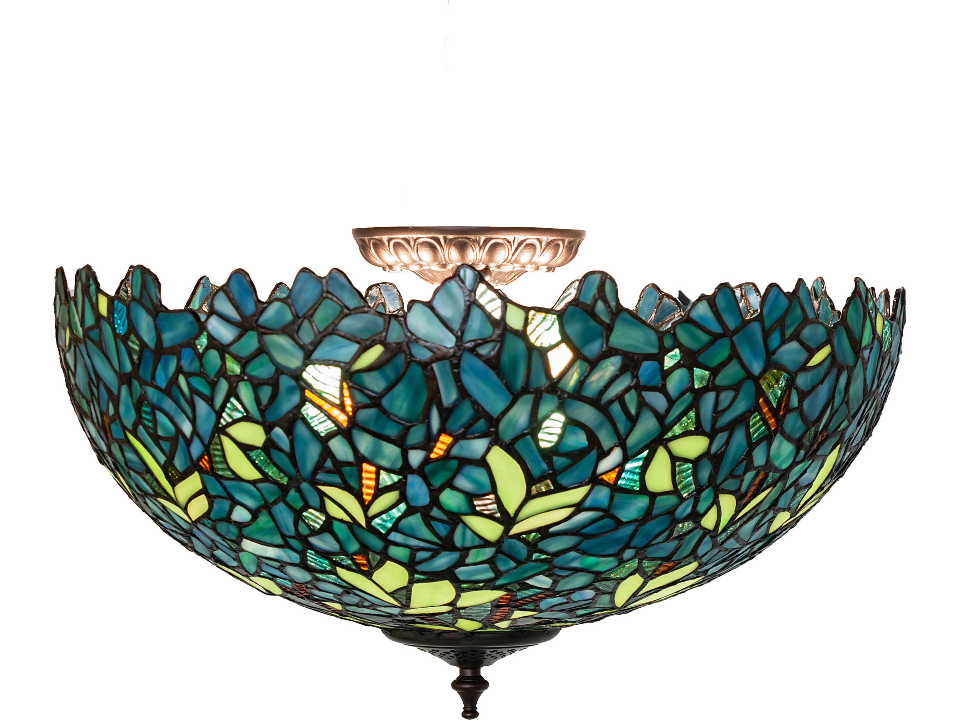 Meyda Nightfall Wisteria 3-Light Bronze Traditional Flush Mount