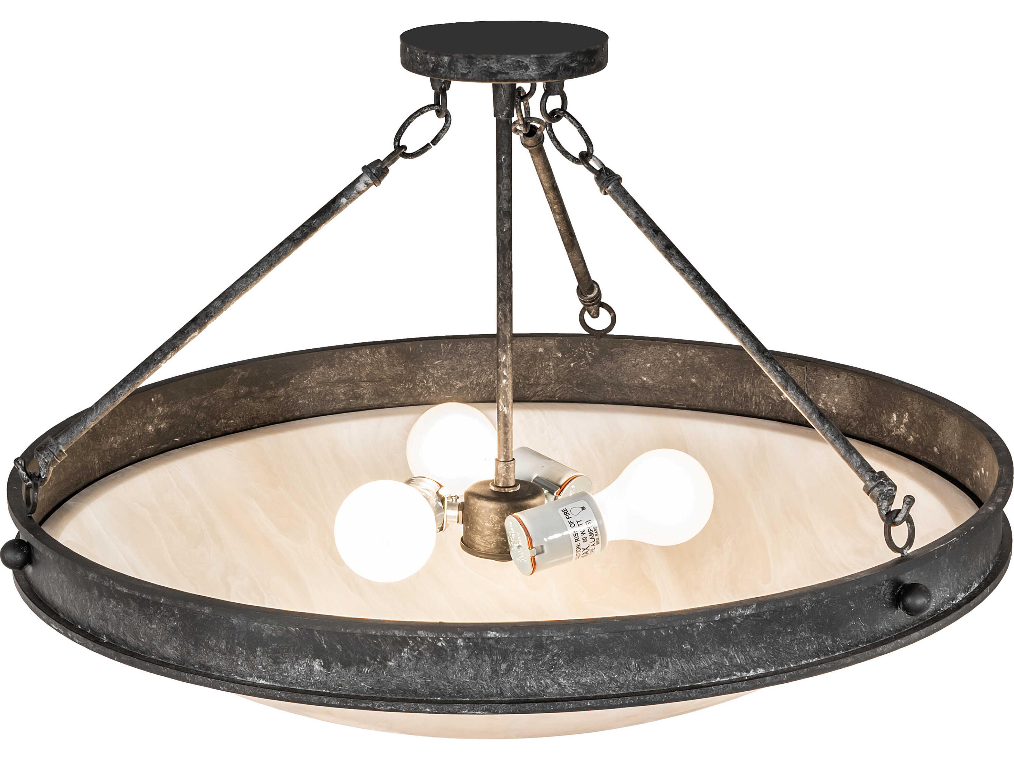 Meyda Dionne 3-Light Fleshtone Idalight Gray Semi Flush Mount