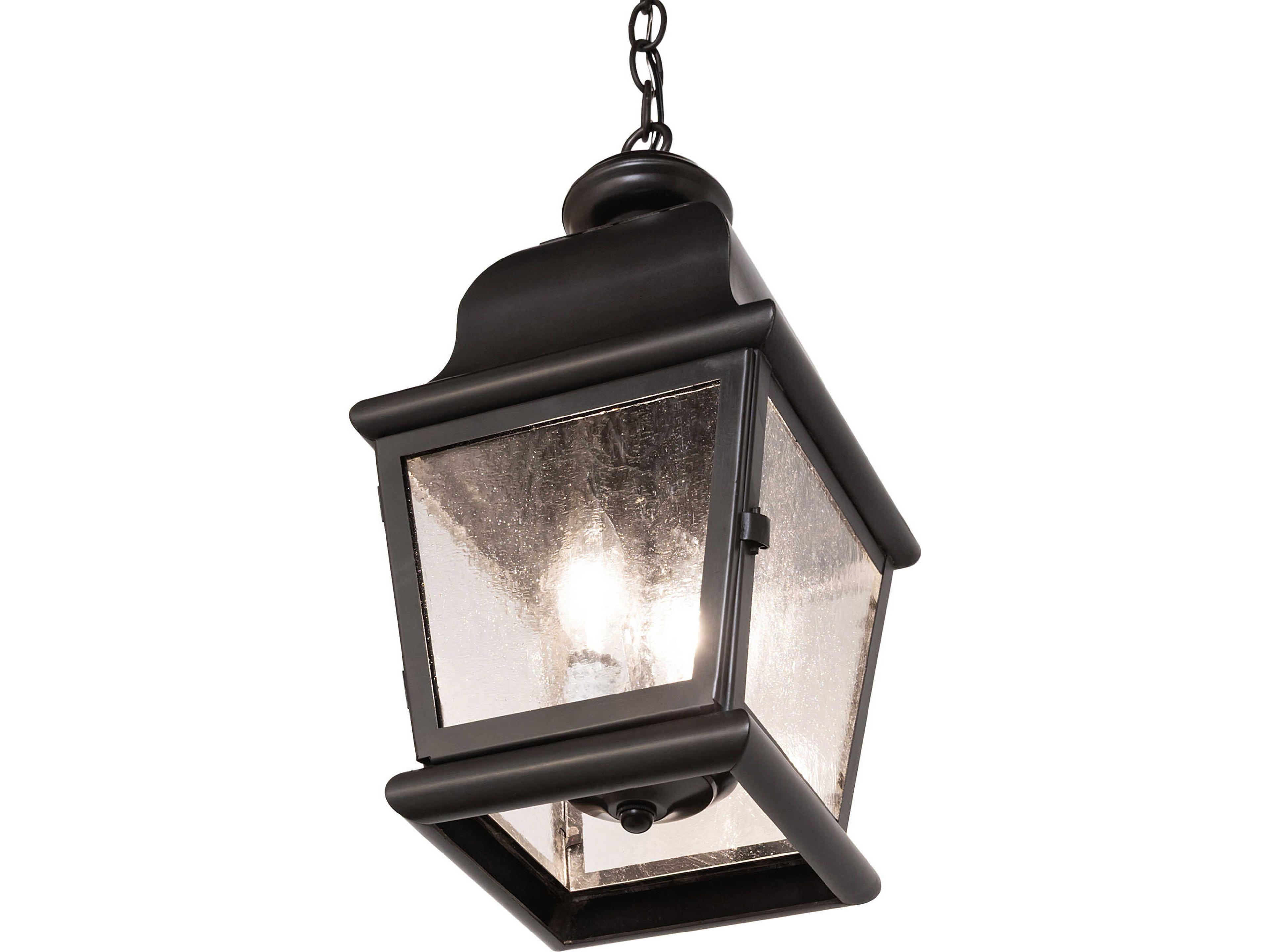 Meyda Lapalma 2-Light Clear Seeded Glass Bronze Traditional Lantern Mini Pendant