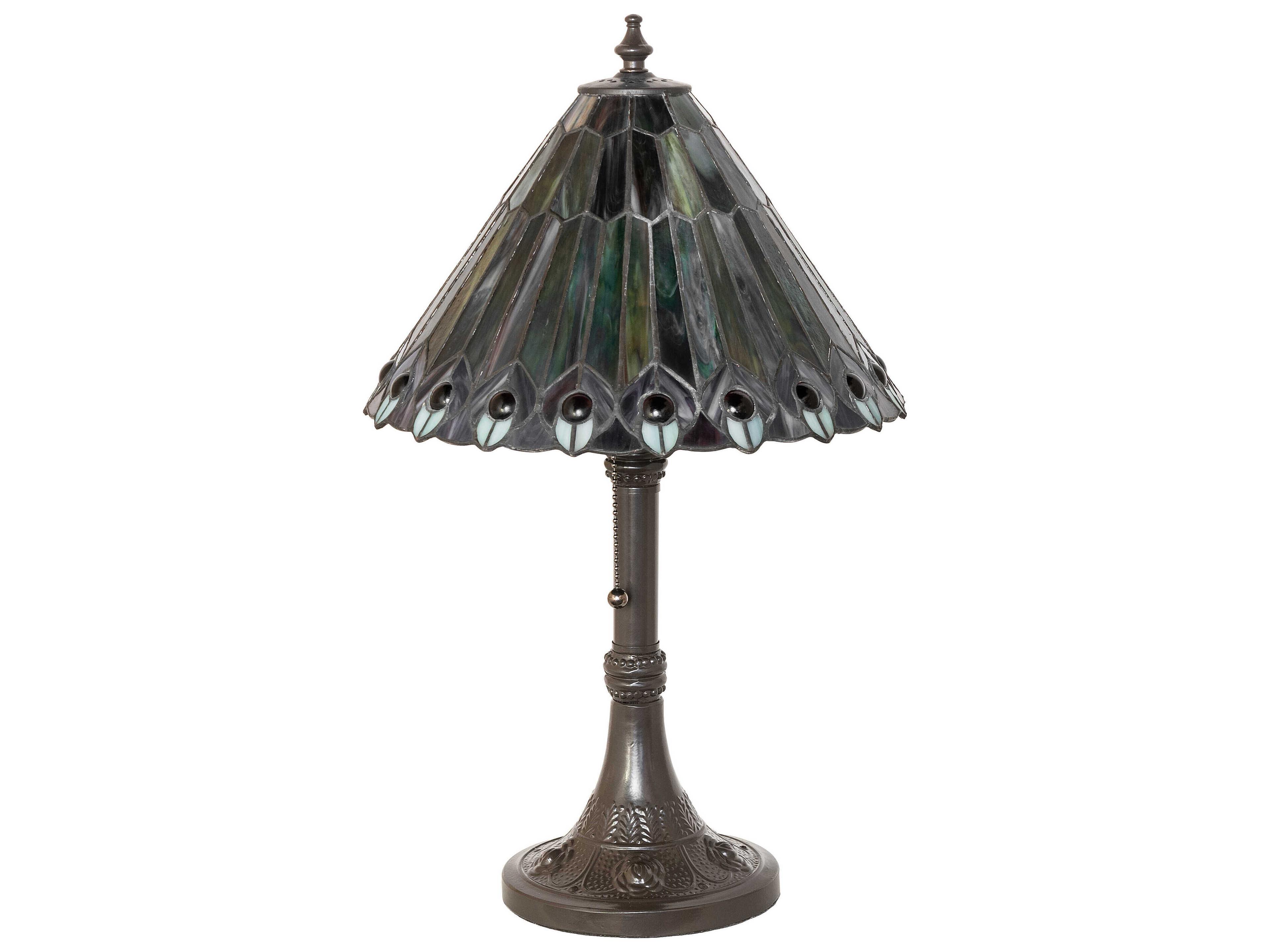 Meyda Tiffany Jeweled Peacock 1-Light Timeless Bronze Table Lamp