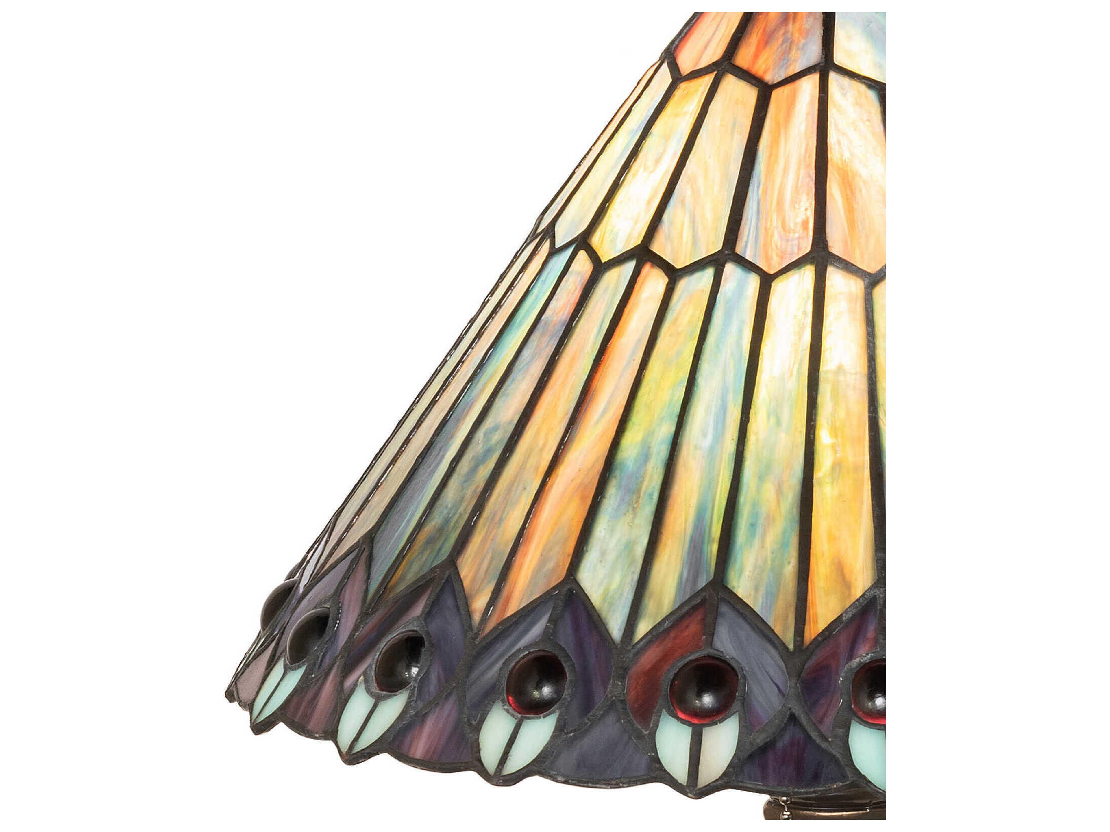 Meyda Tiffany Jeweled Peacock 1-Light Timeless Bronze Table Lamp