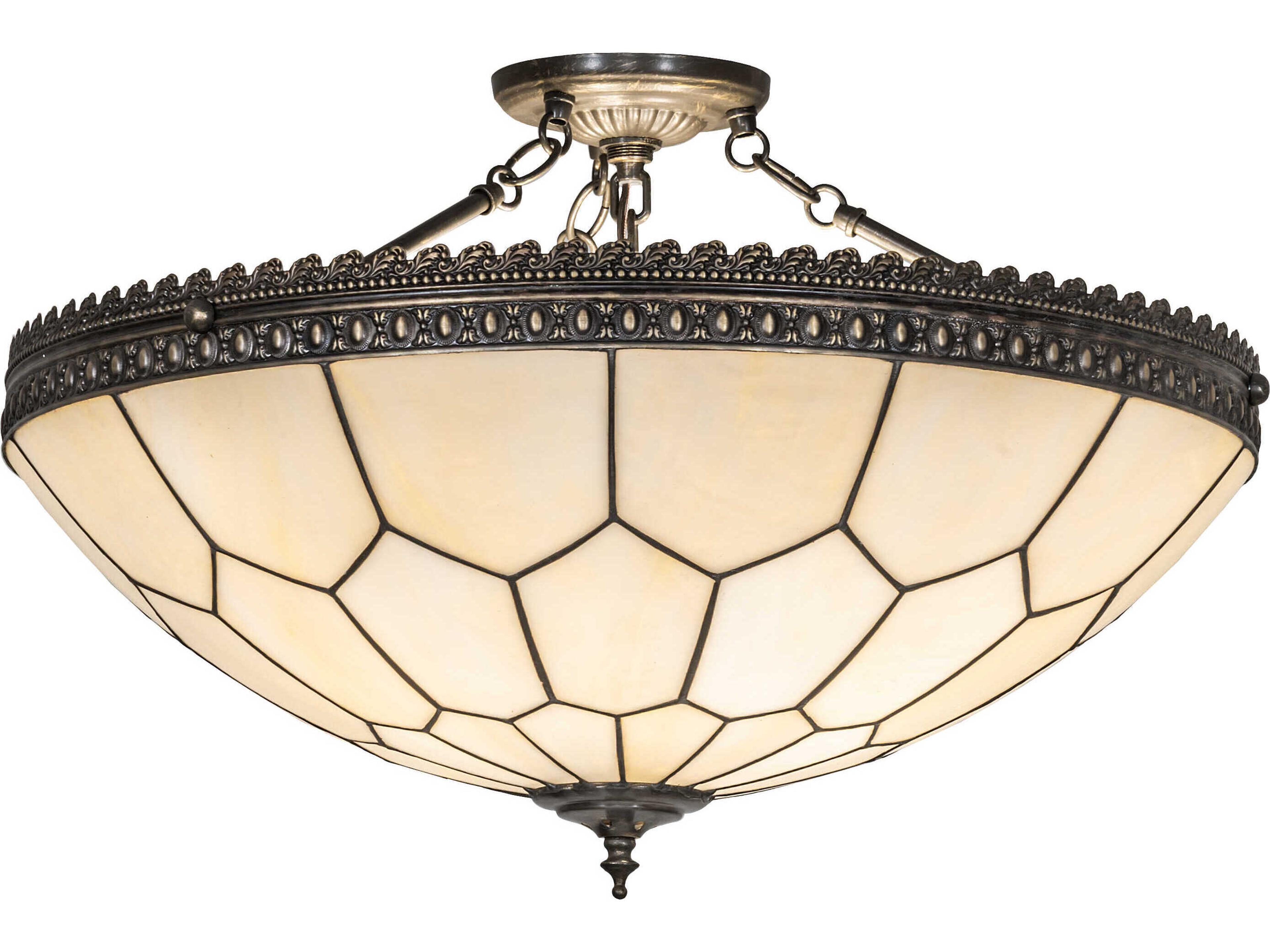 Vincent Honeycomb 3-Light Antique Brass Semi Flush Mount