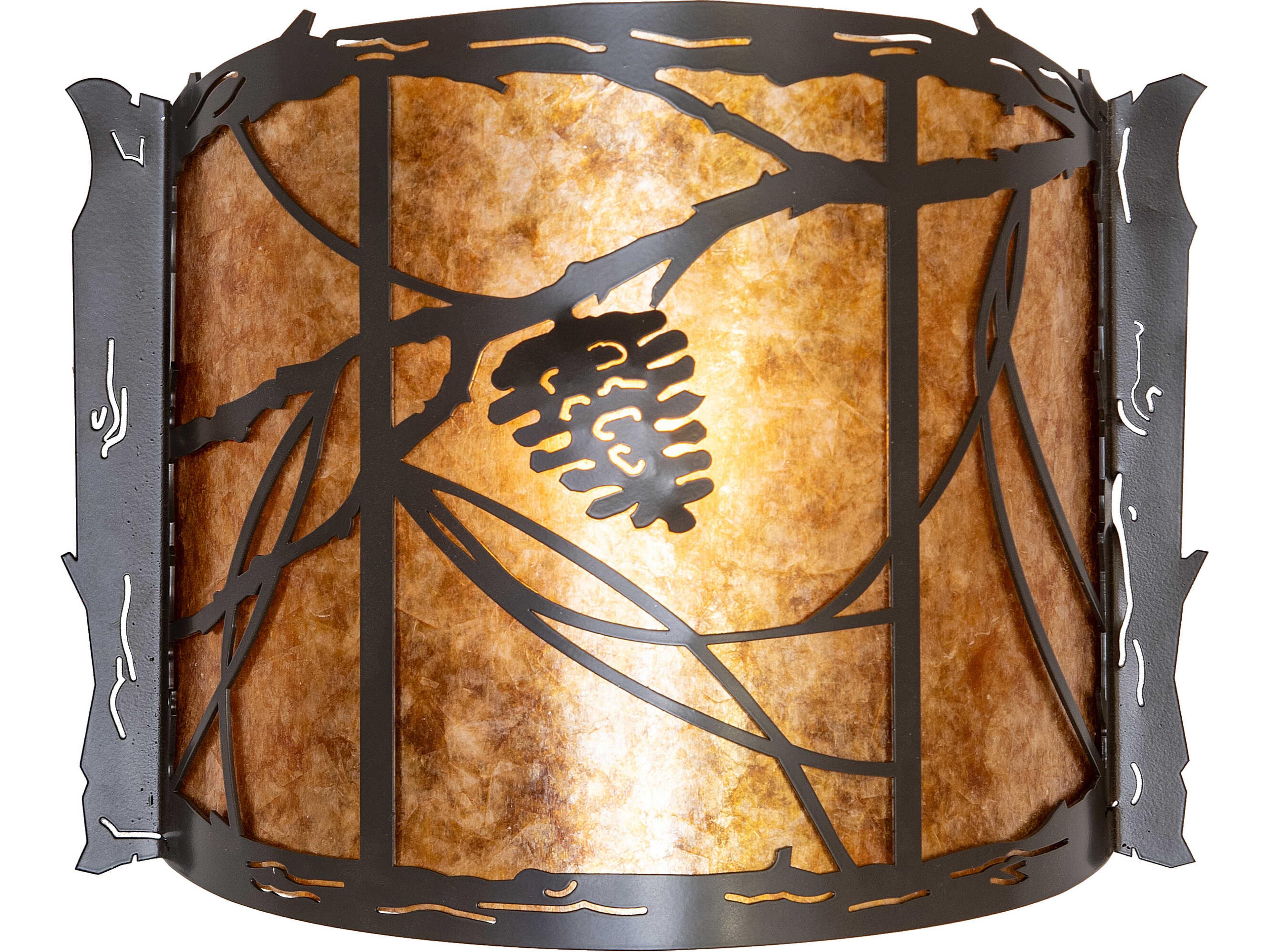 Meyda Whispering Pines 1-Light Amber Mica Bronze Traditional Wall Sconce